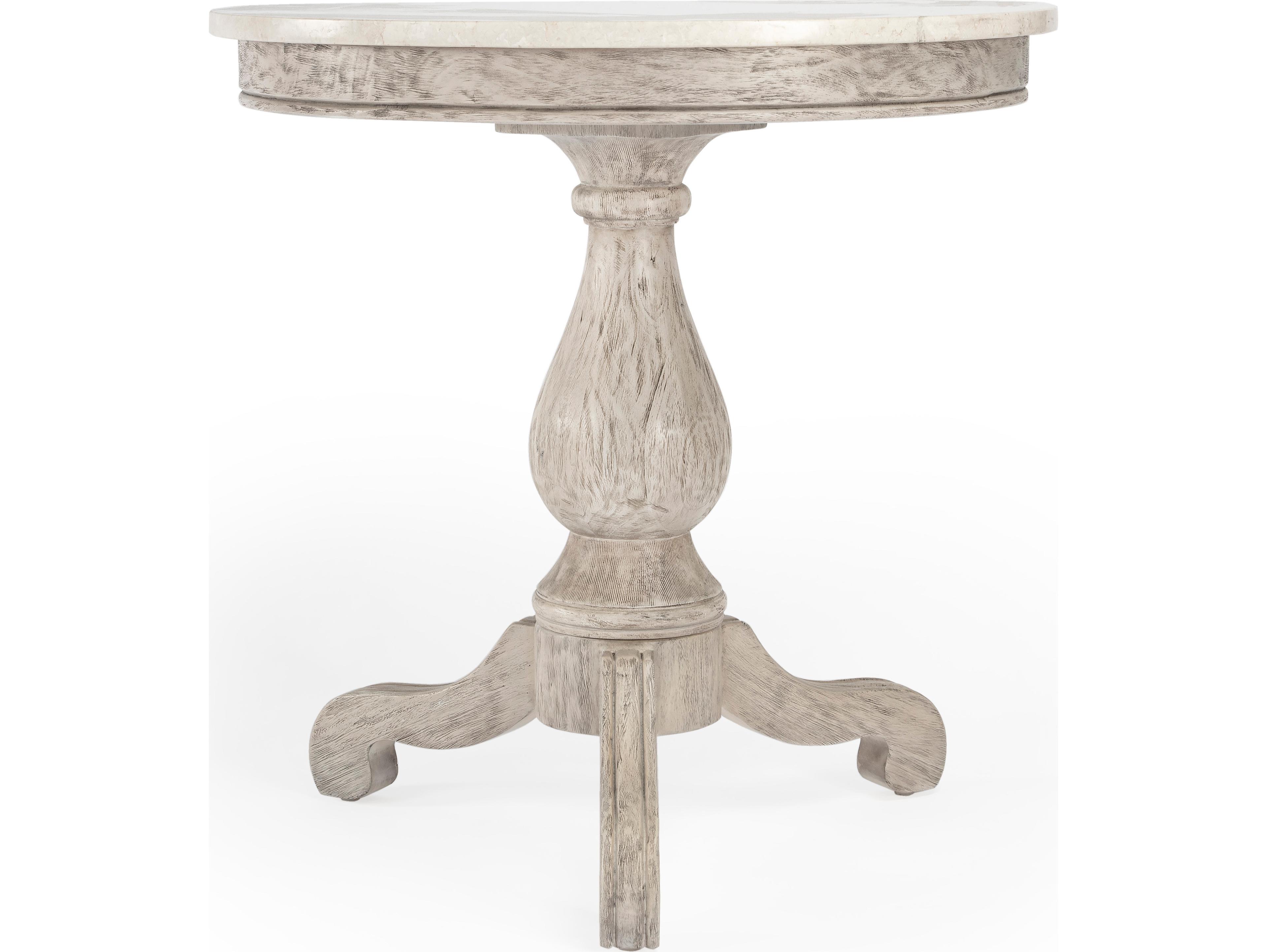 Butler Danielle Round Marble Rustic Gray End Table