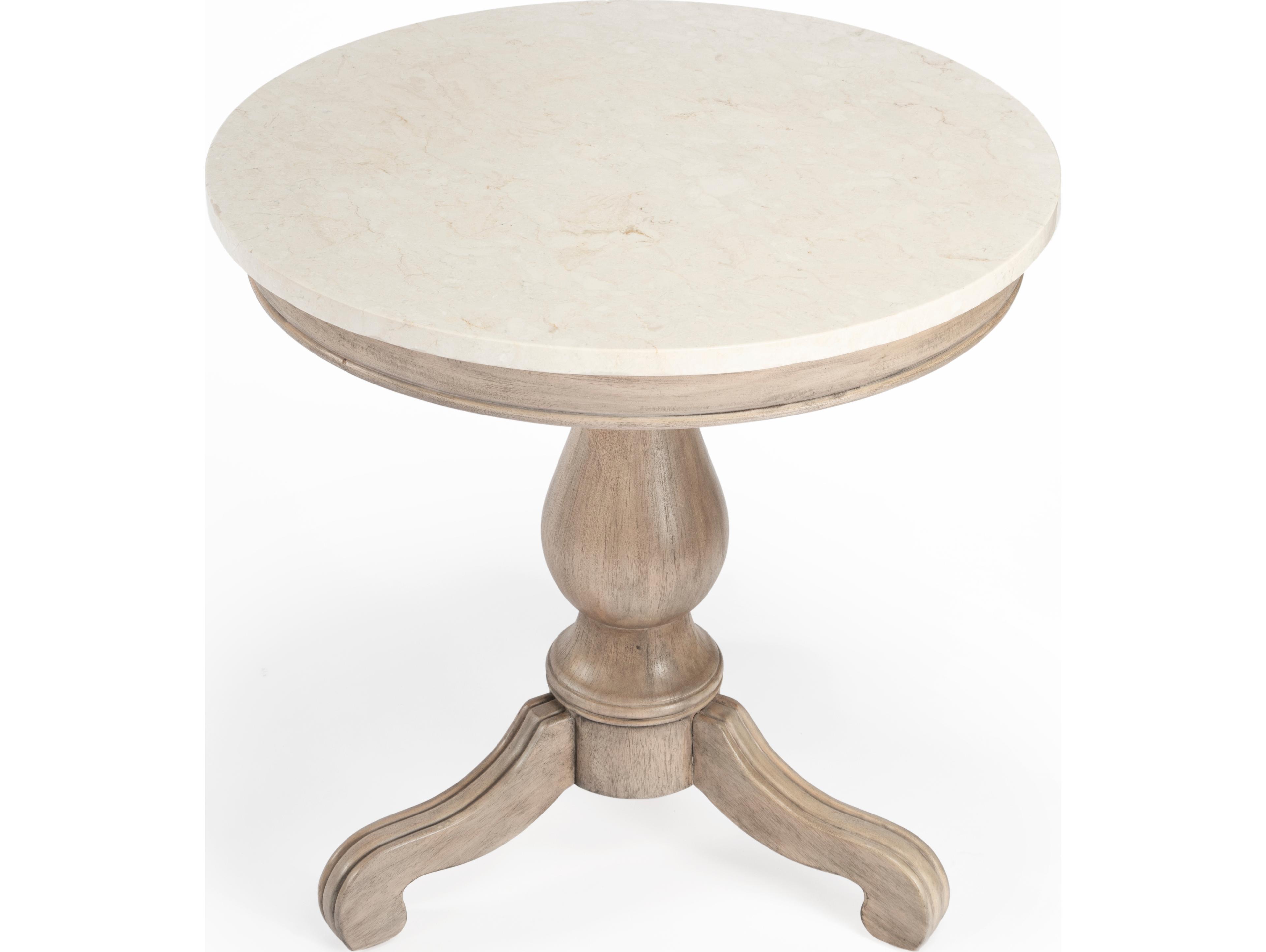 Butler Danielle Round Marble Sandalwood Beige End Table