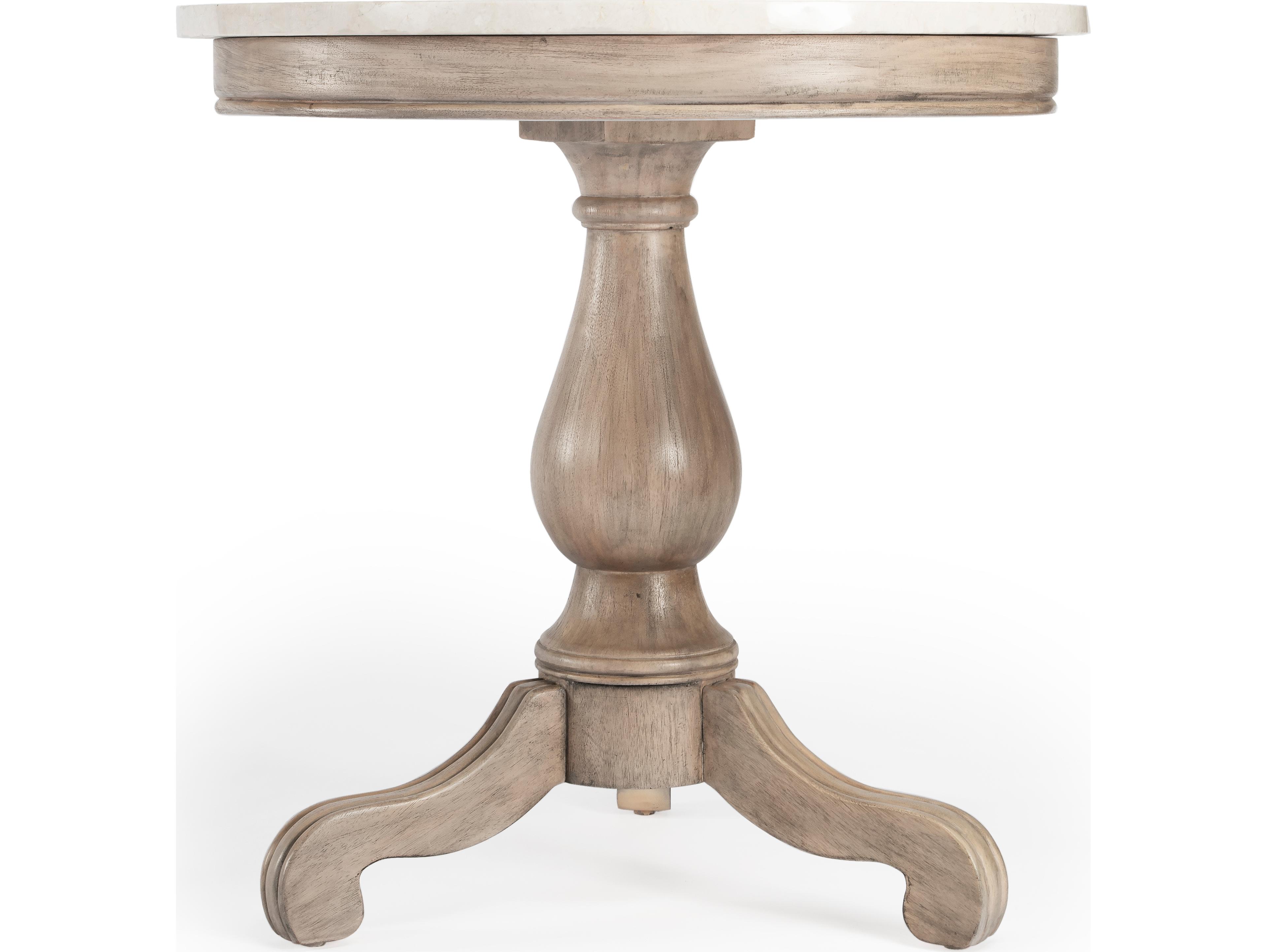 Butler Danielle Round Marble Sandalwood Beige End Table