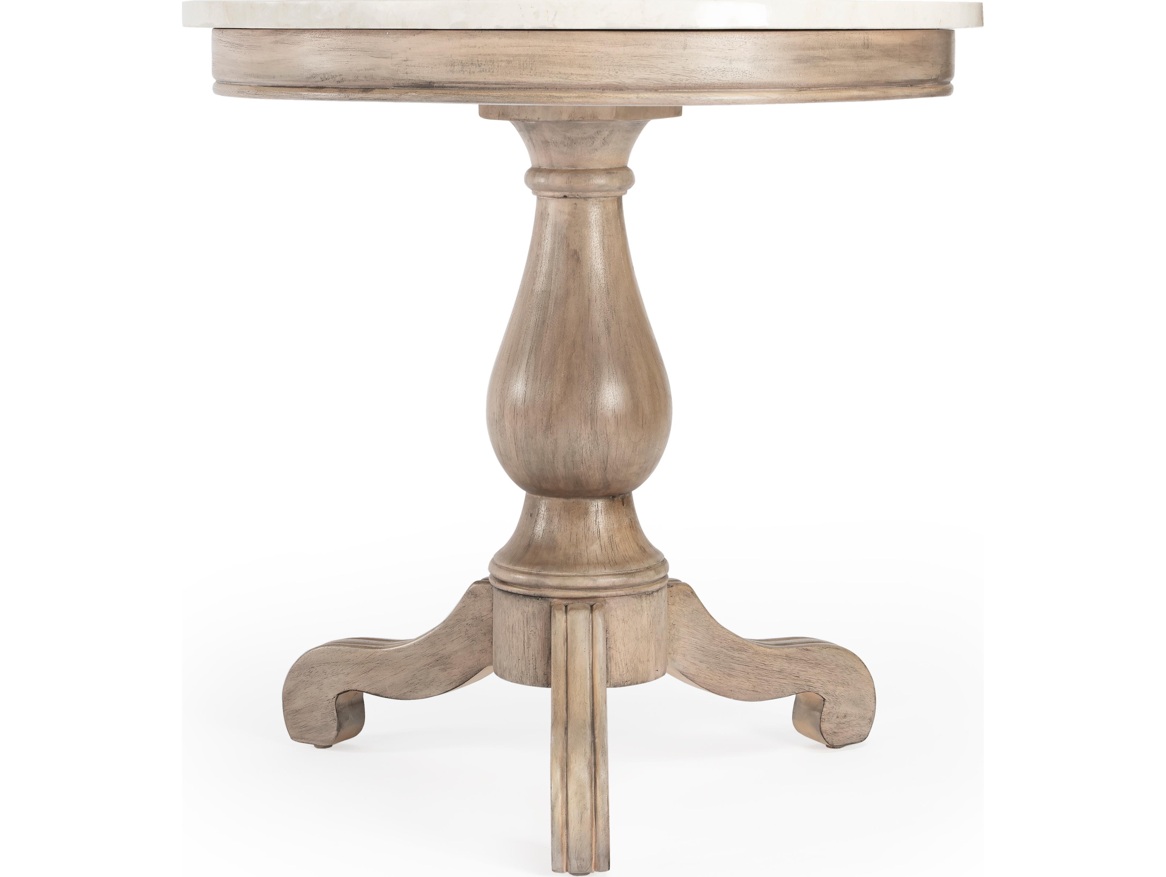 Butler Danielle Round Marble Sandalwood Beige End Table