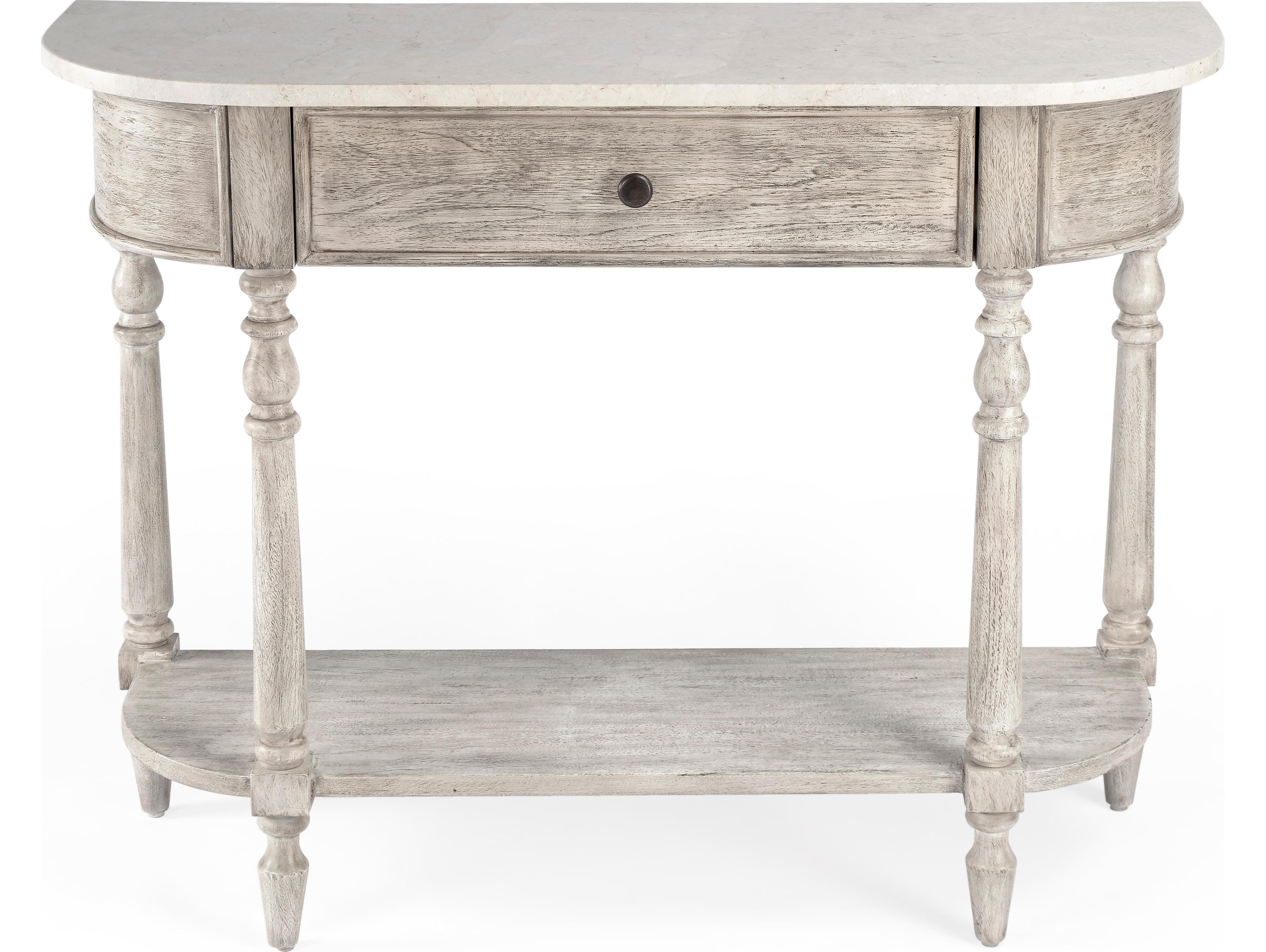 Butler Danielle Demilune Marble Rustic Gray Console Table