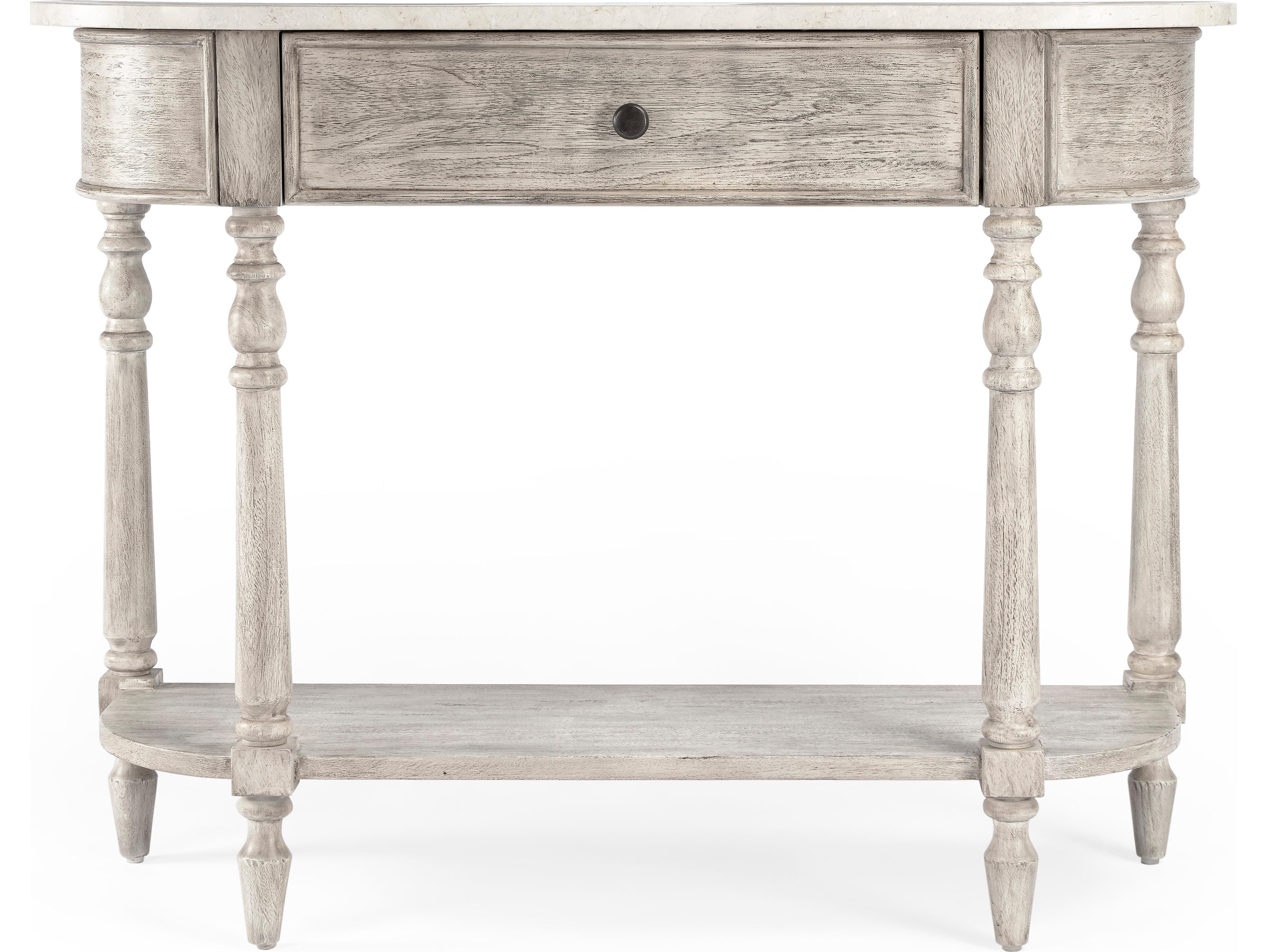 Butler Danielle Demilune Marble Rustic Gray Console Table