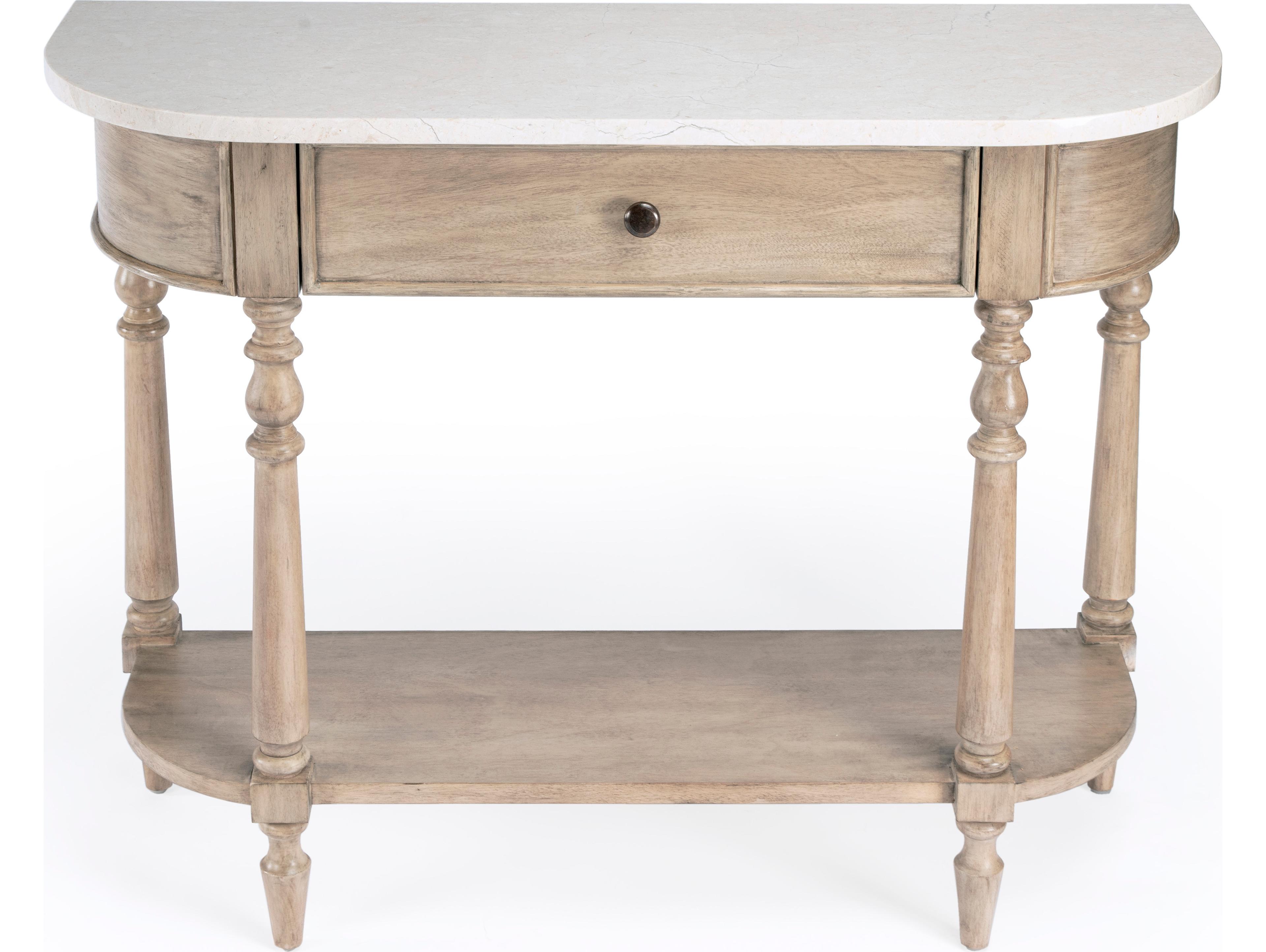 Butler Danielle Demilune Marble Sandalwood Beige Console Table
