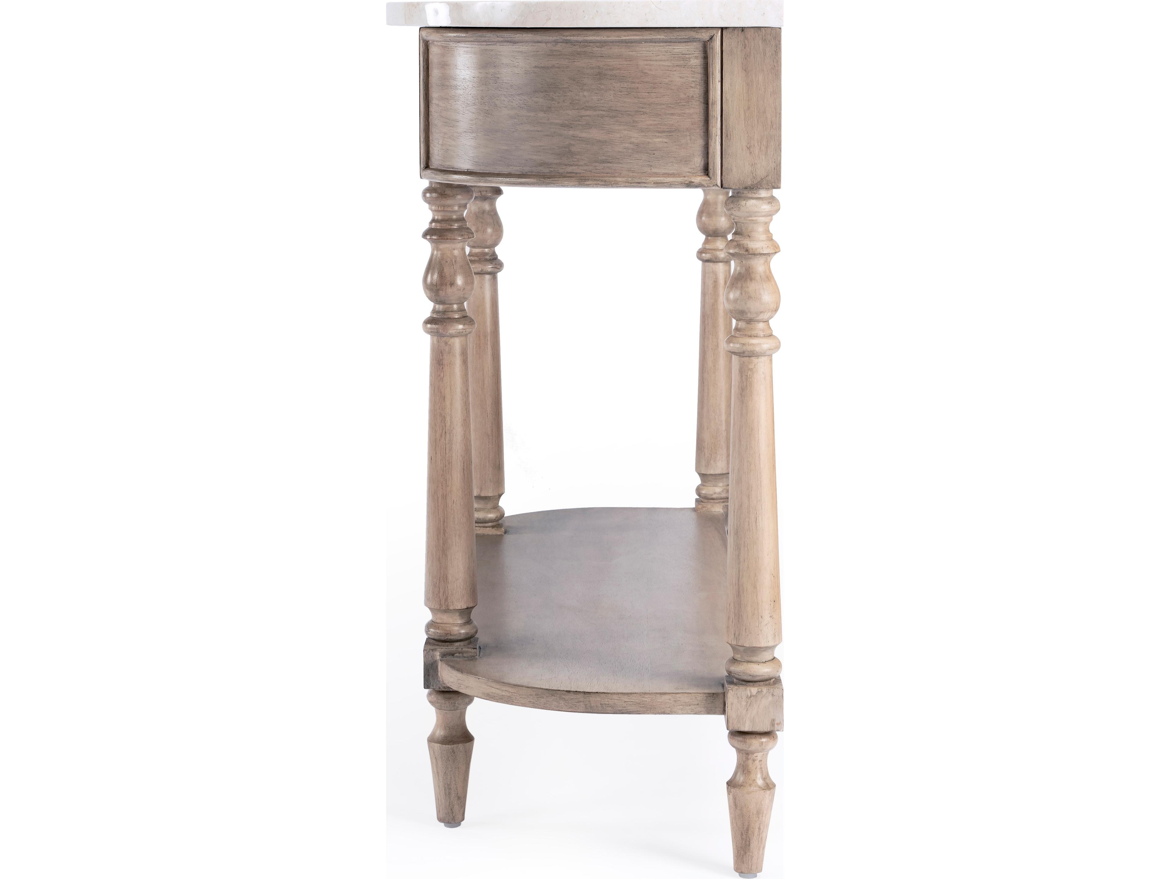 Butler Danielle Demilune Marble Sandalwood Beige Console Table