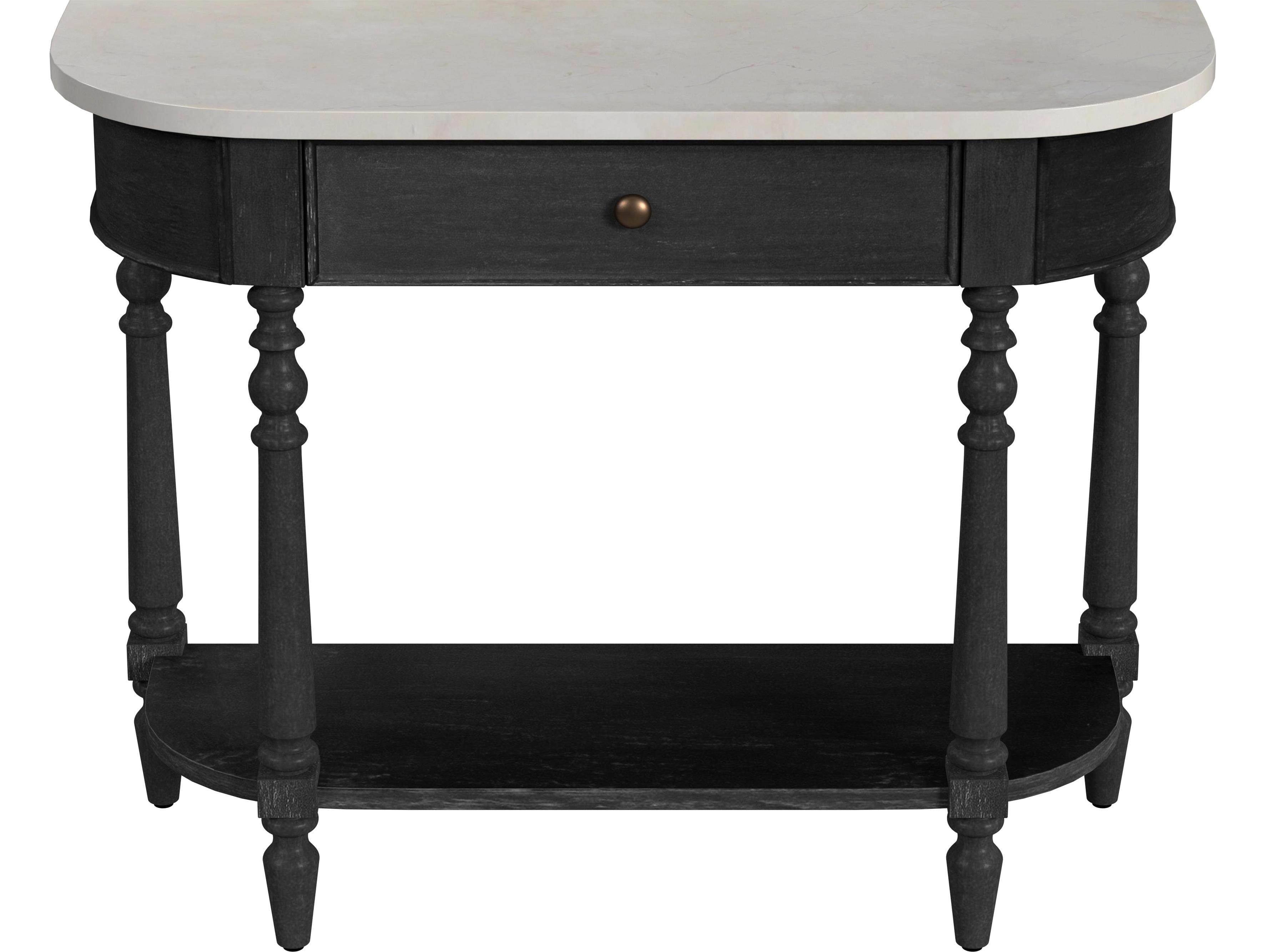 Butler Danielle Demilune Marble Washed Black Console Table