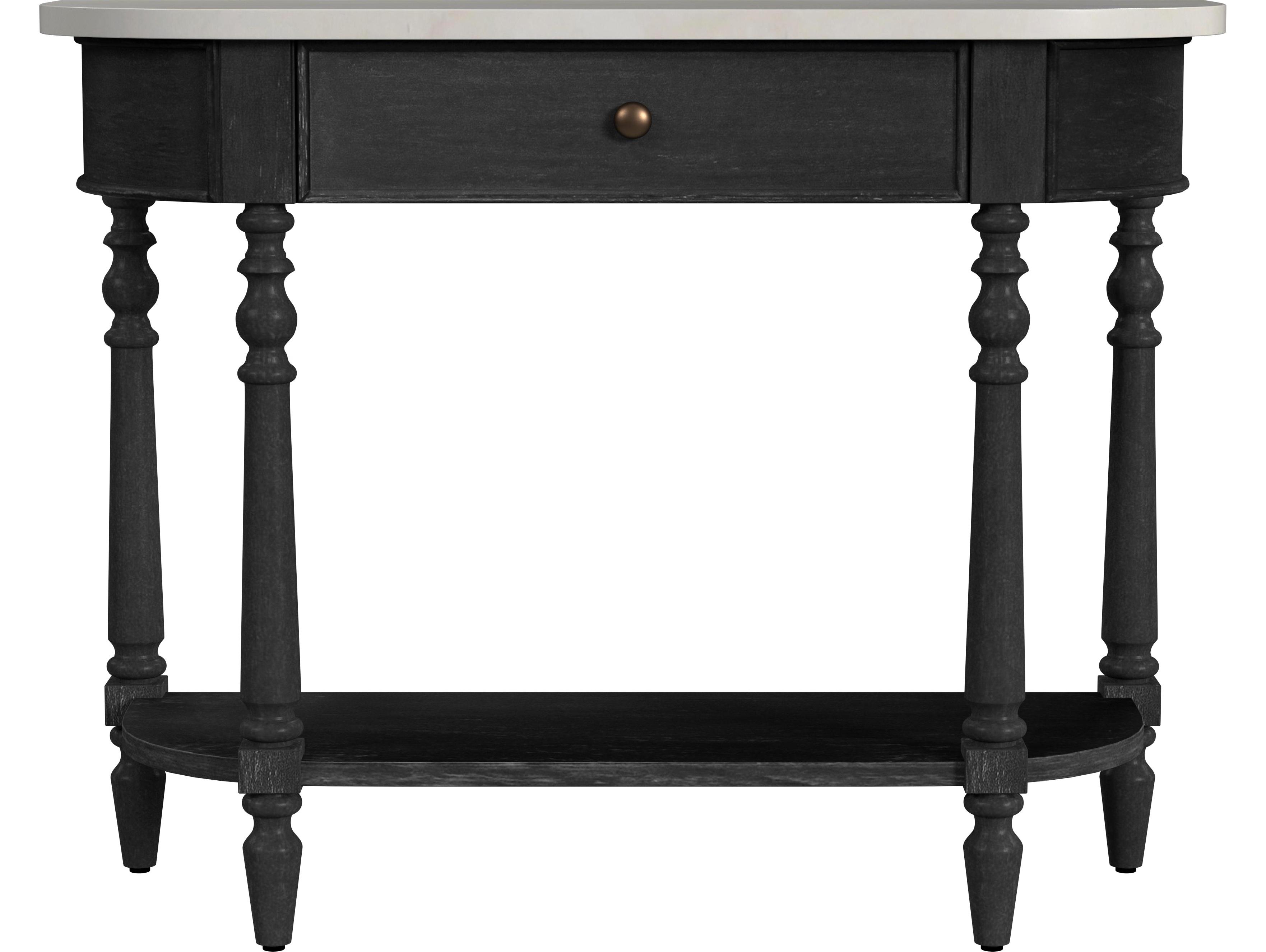 Butler Danielle Demilune Marble Washed Black Console Table