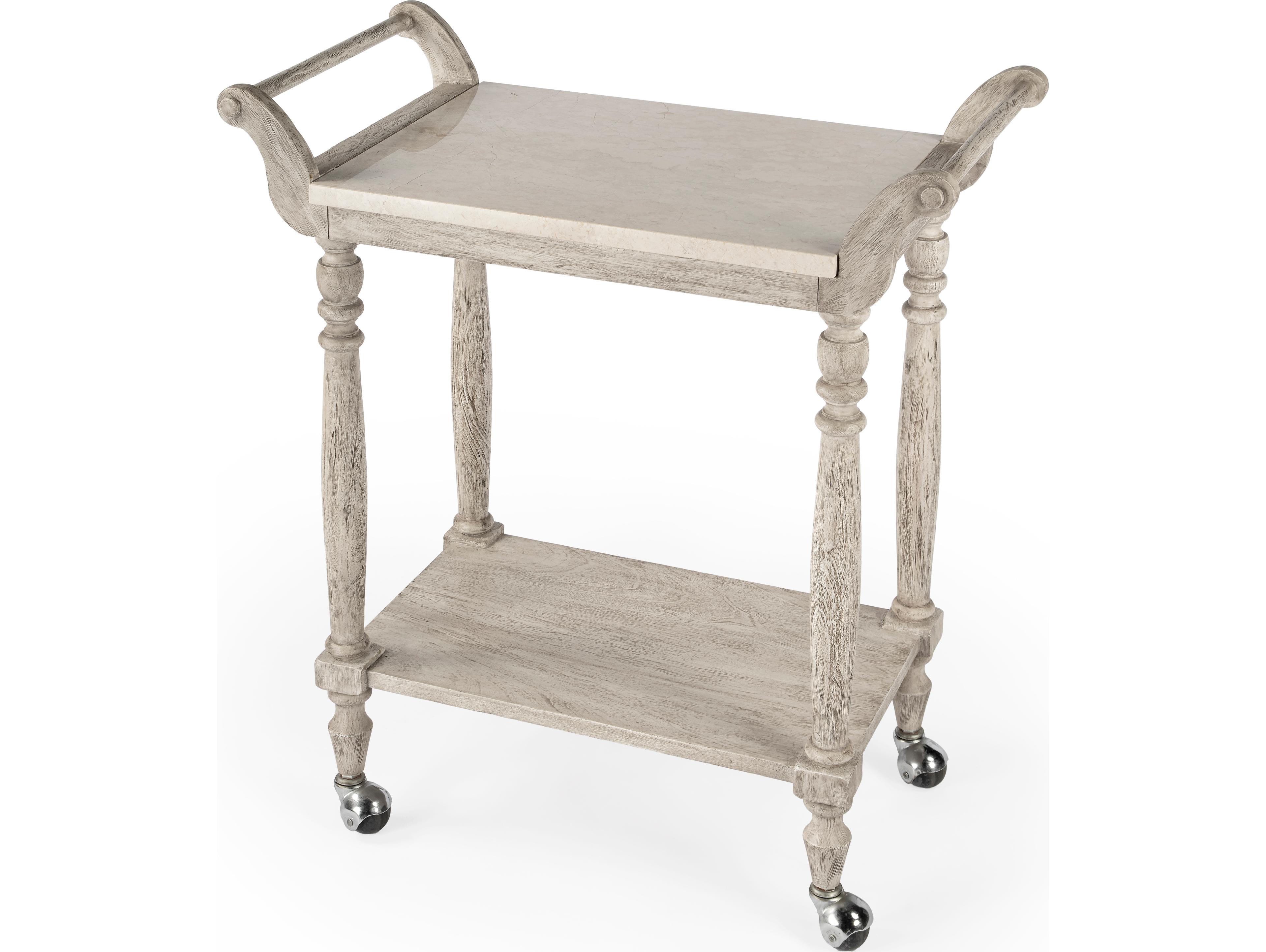 Butler Danielle Marble Rustic Gray Bar Cart