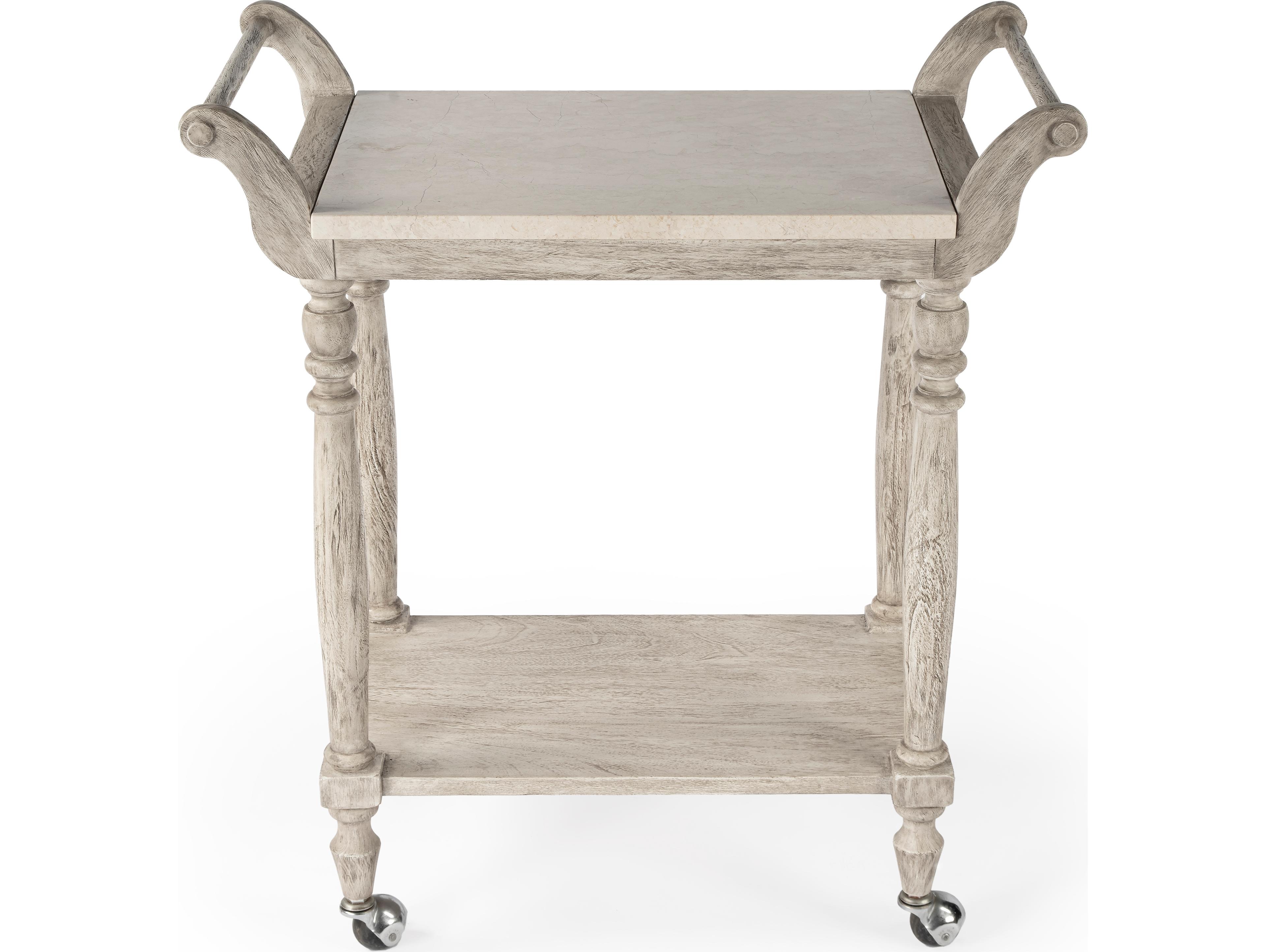 Butler Danielle Marble Rustic Gray Bar Cart