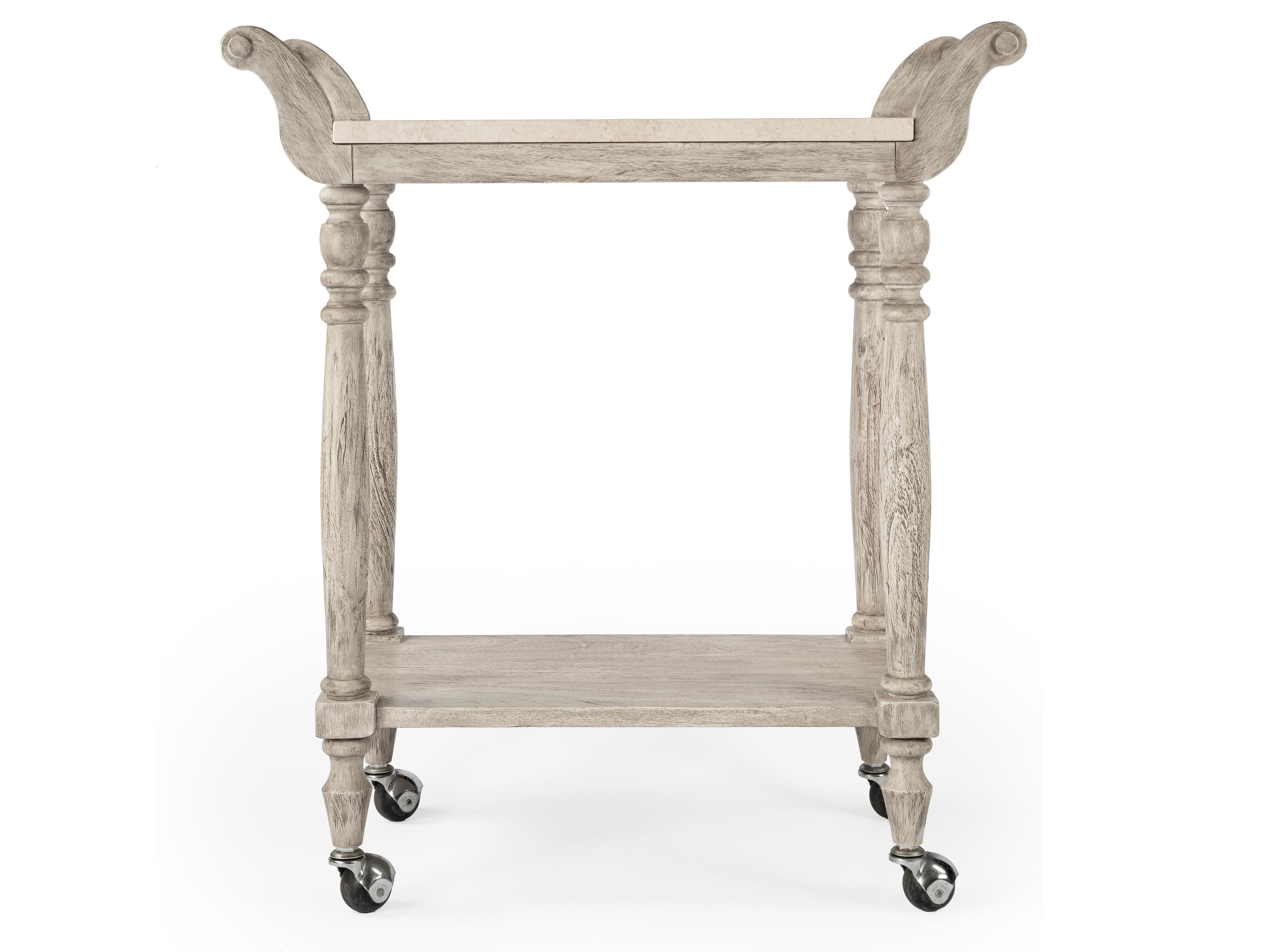 Butler Danielle Marble Rustic Gray Bar Cart