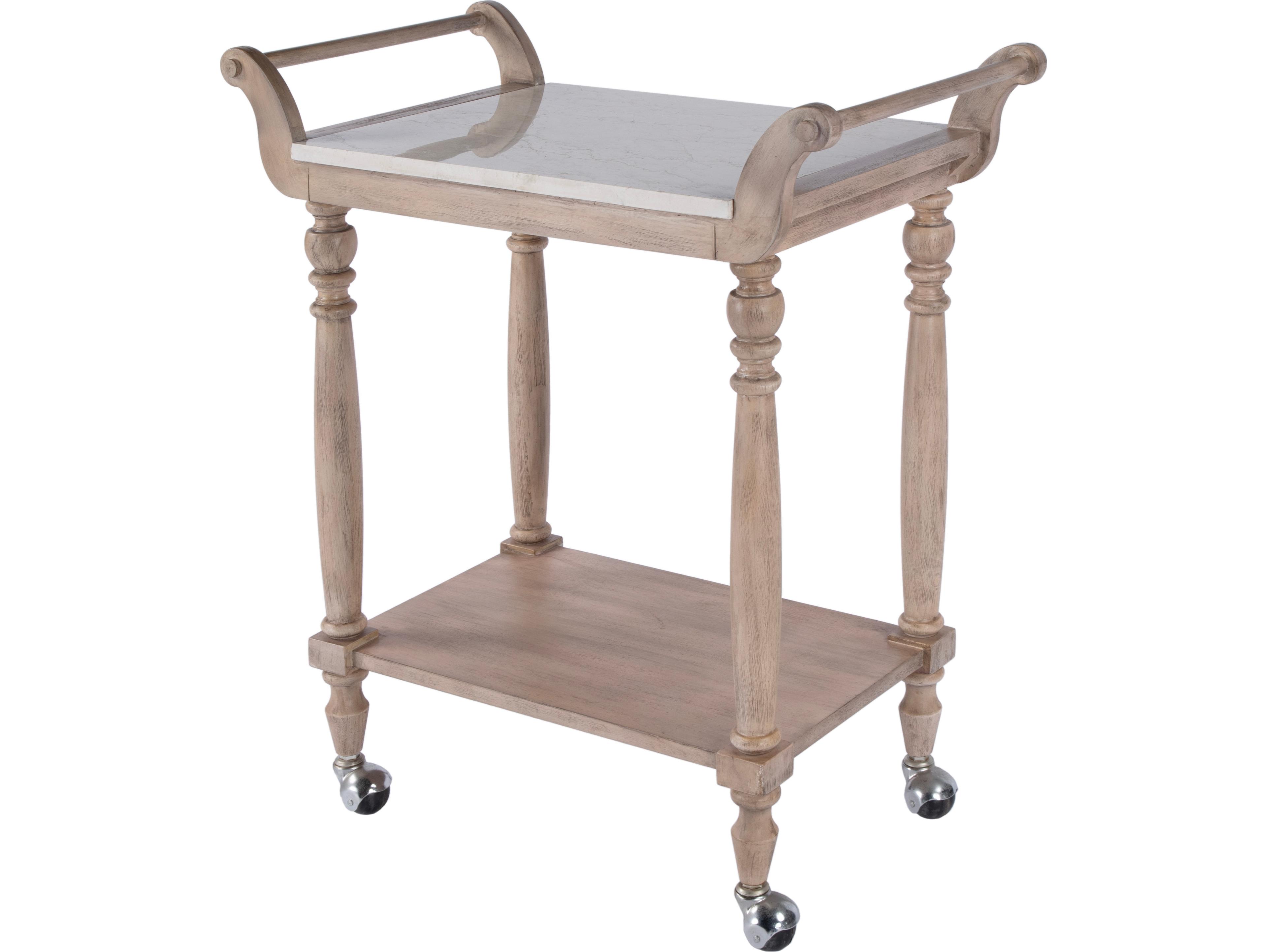 Butler Danielle Marble Sandalwood Beige Bar Cart