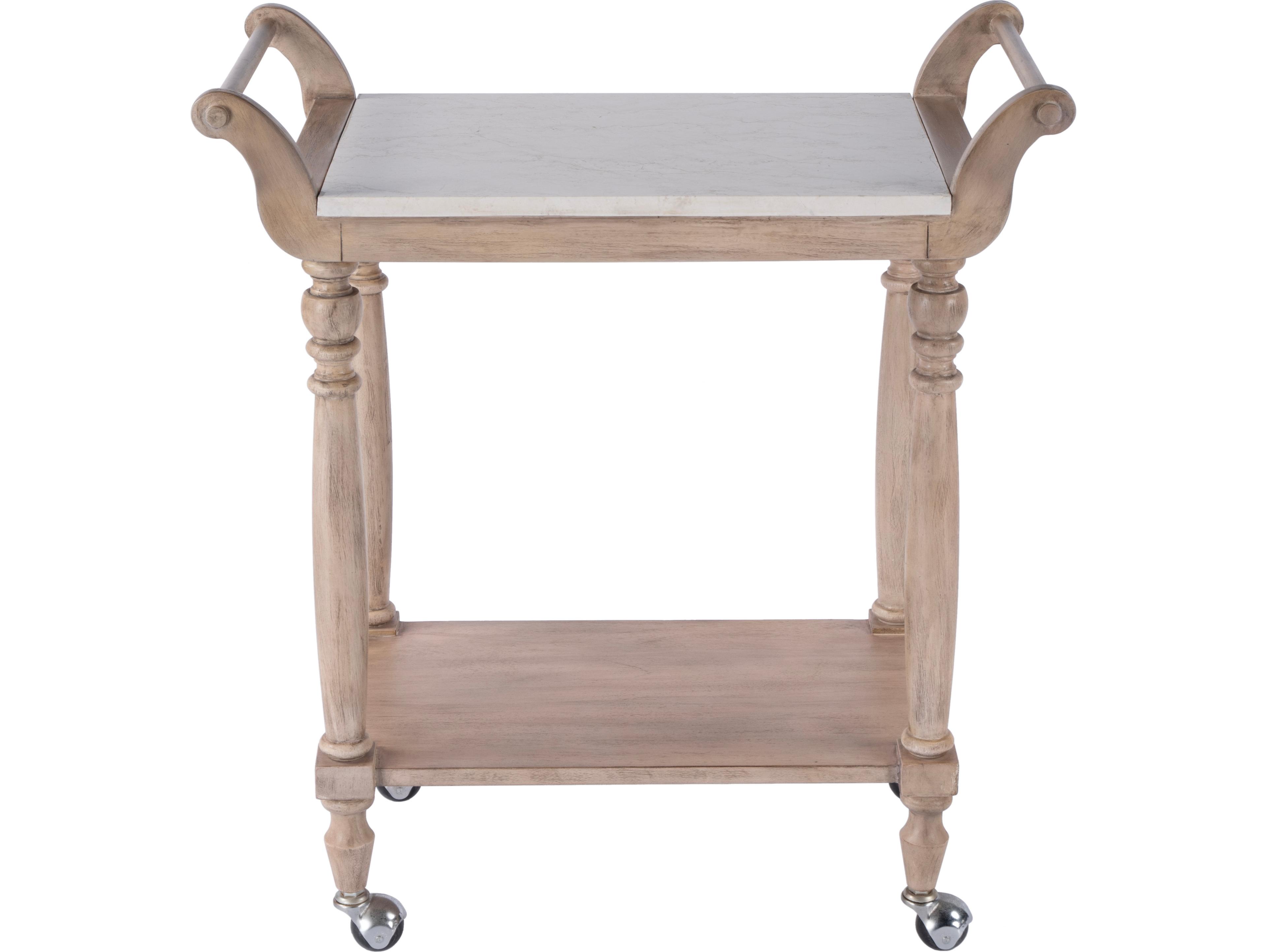 Butler Danielle Marble Sandalwood Beige Bar Cart