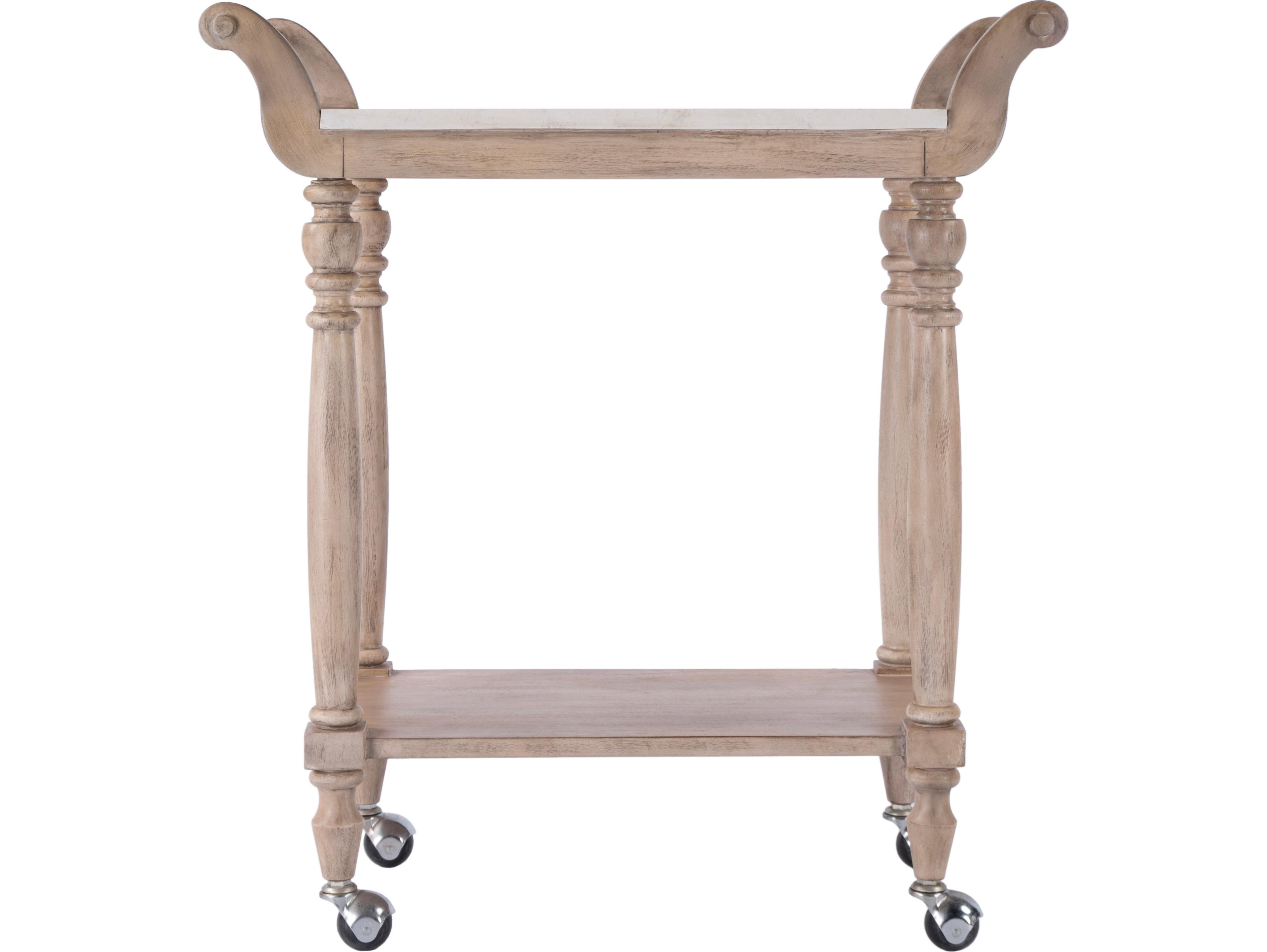 Butler Danielle Marble Sandalwood Beige Bar Cart