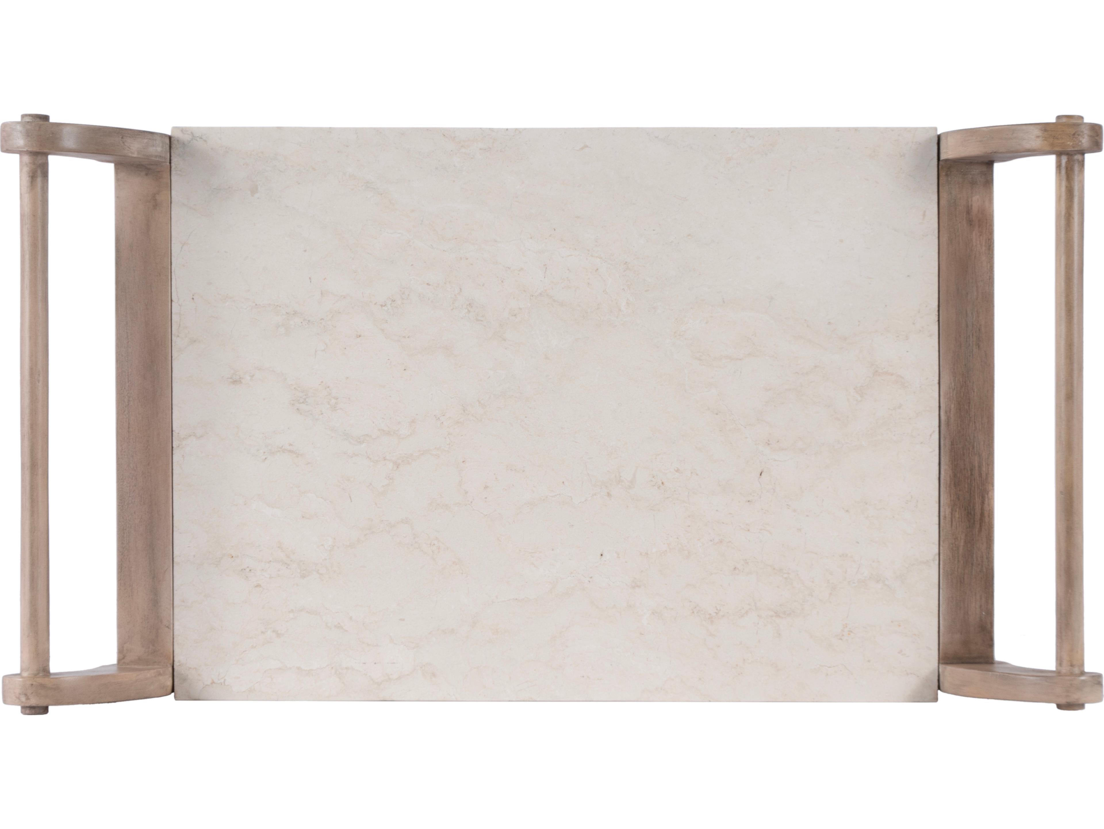 Butler Danielle Marble Sandalwood Beige Bar Cart