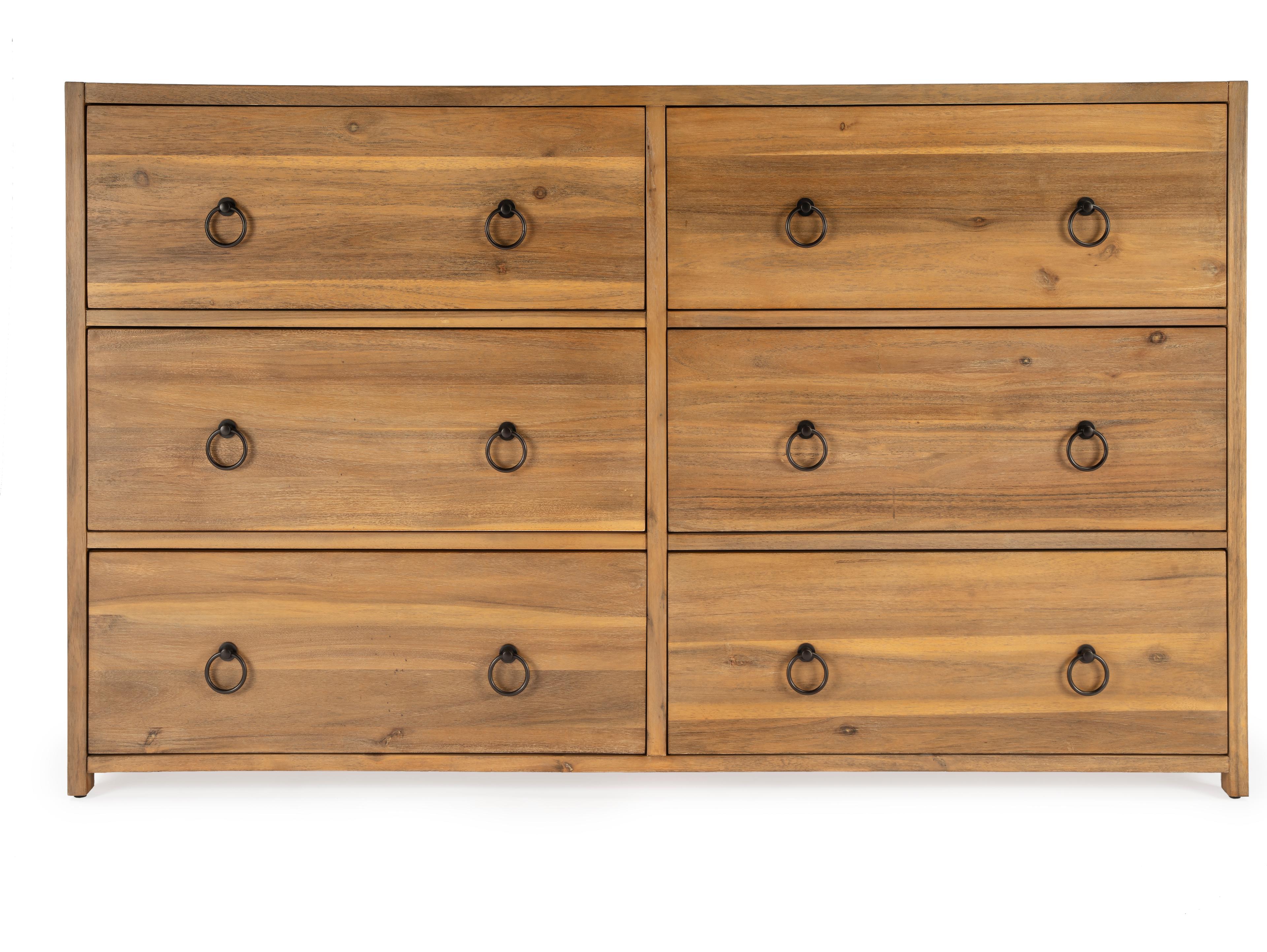 Butler Lark 6-Drawers Pine Wood Double Dresser