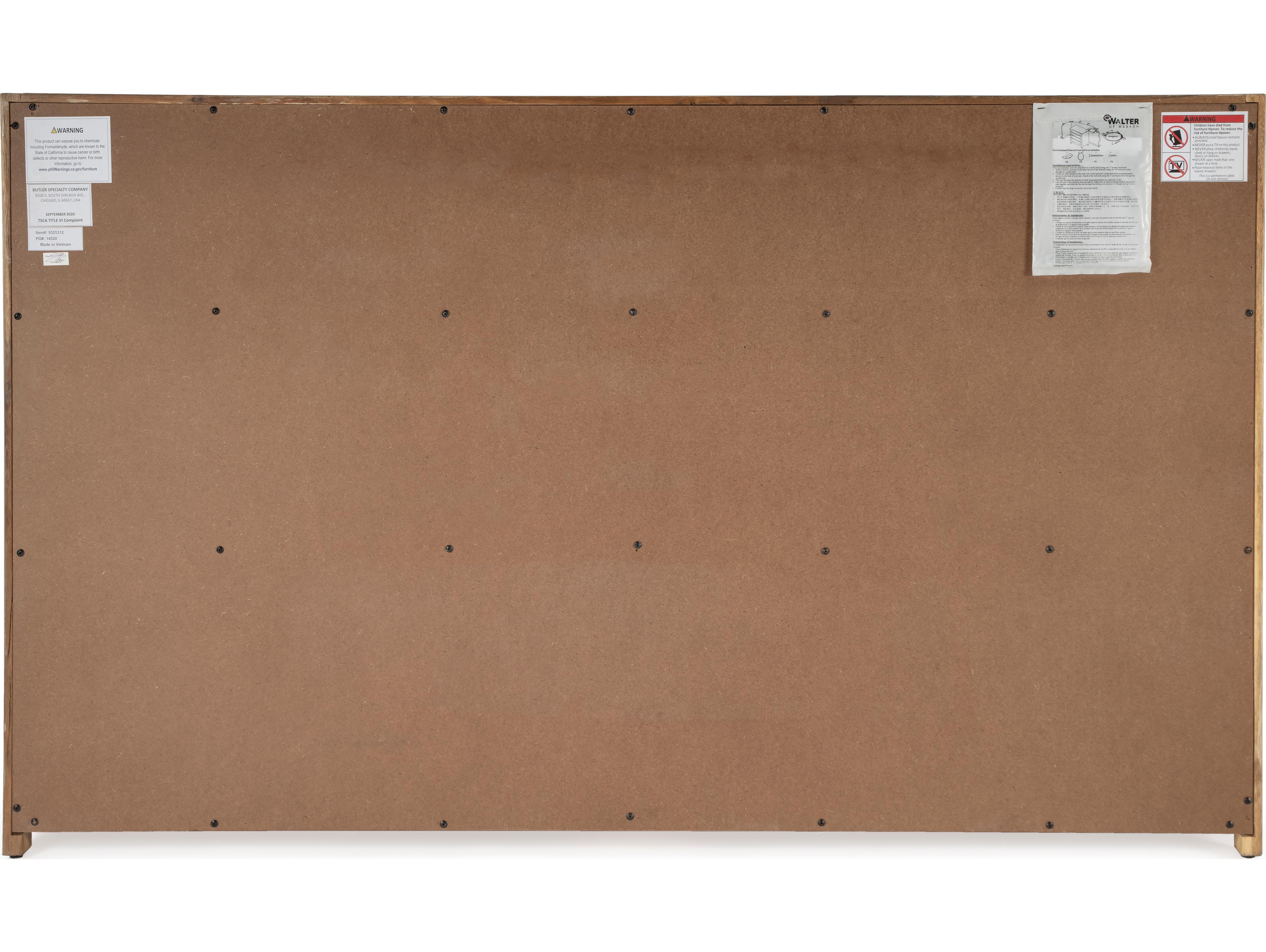 Butler Lark 6-Drawers Pine Wood Double Dresser