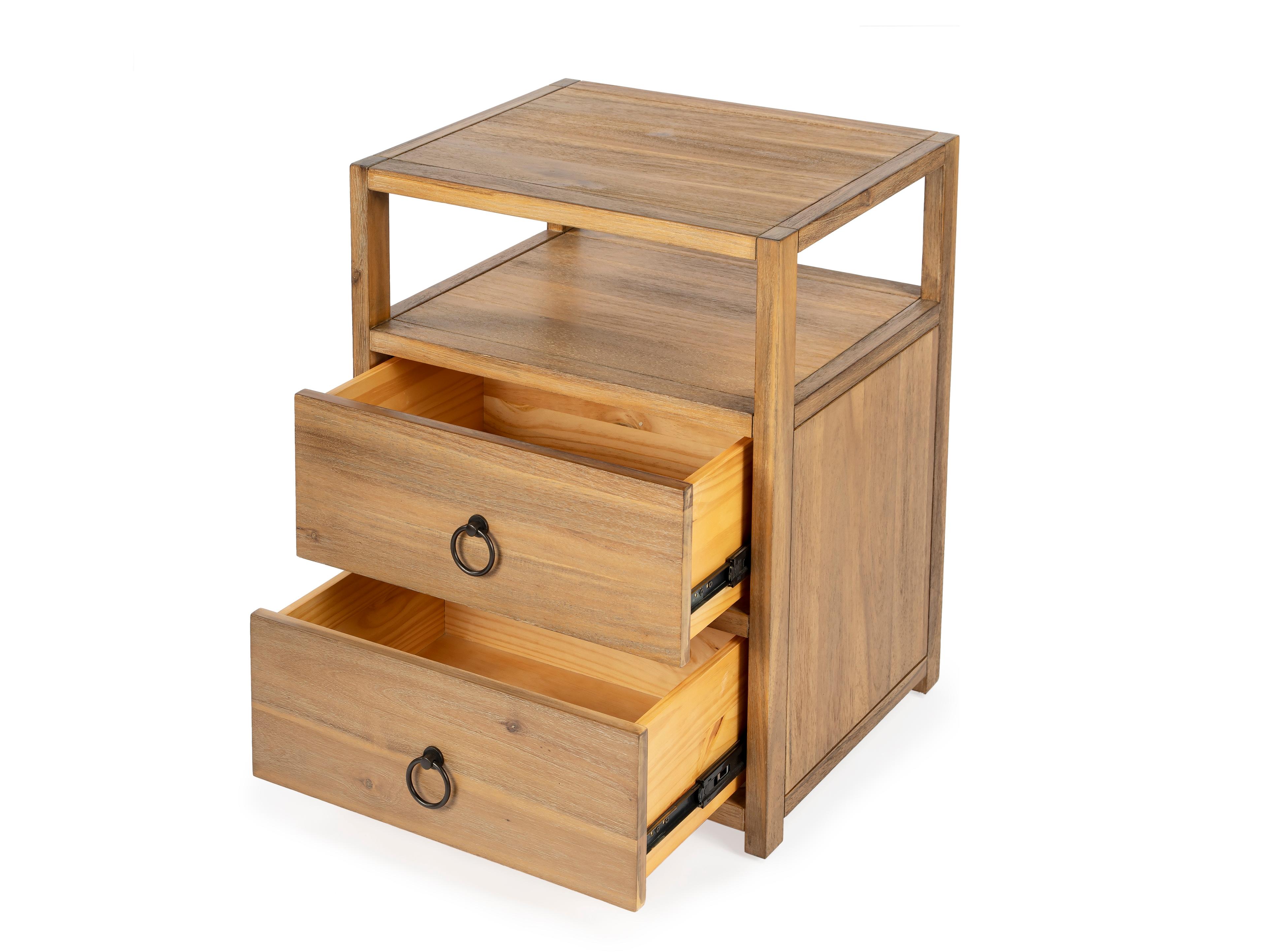 Butler Lark 2-Drawers Brown Pine Wood Nightstand