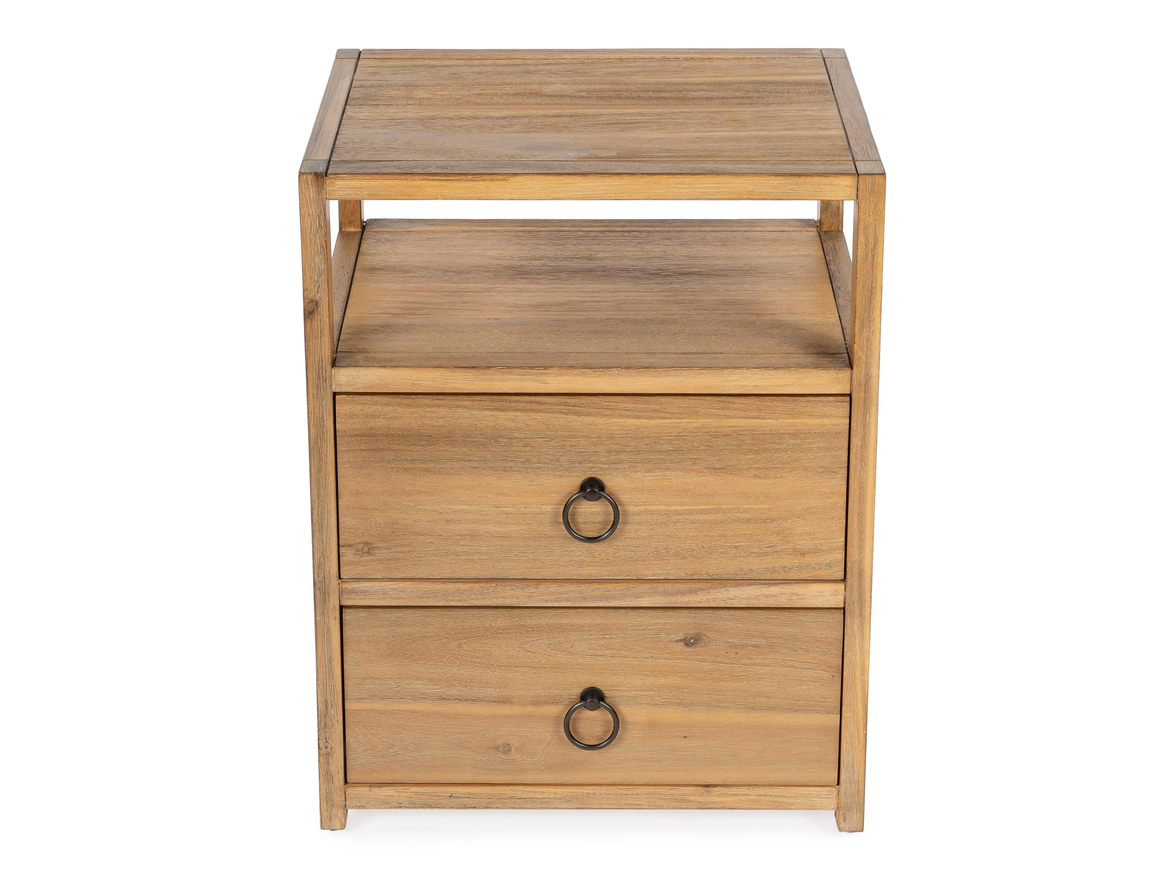 Butler Lark 2-Drawers Brown Pine Wood Nightstand