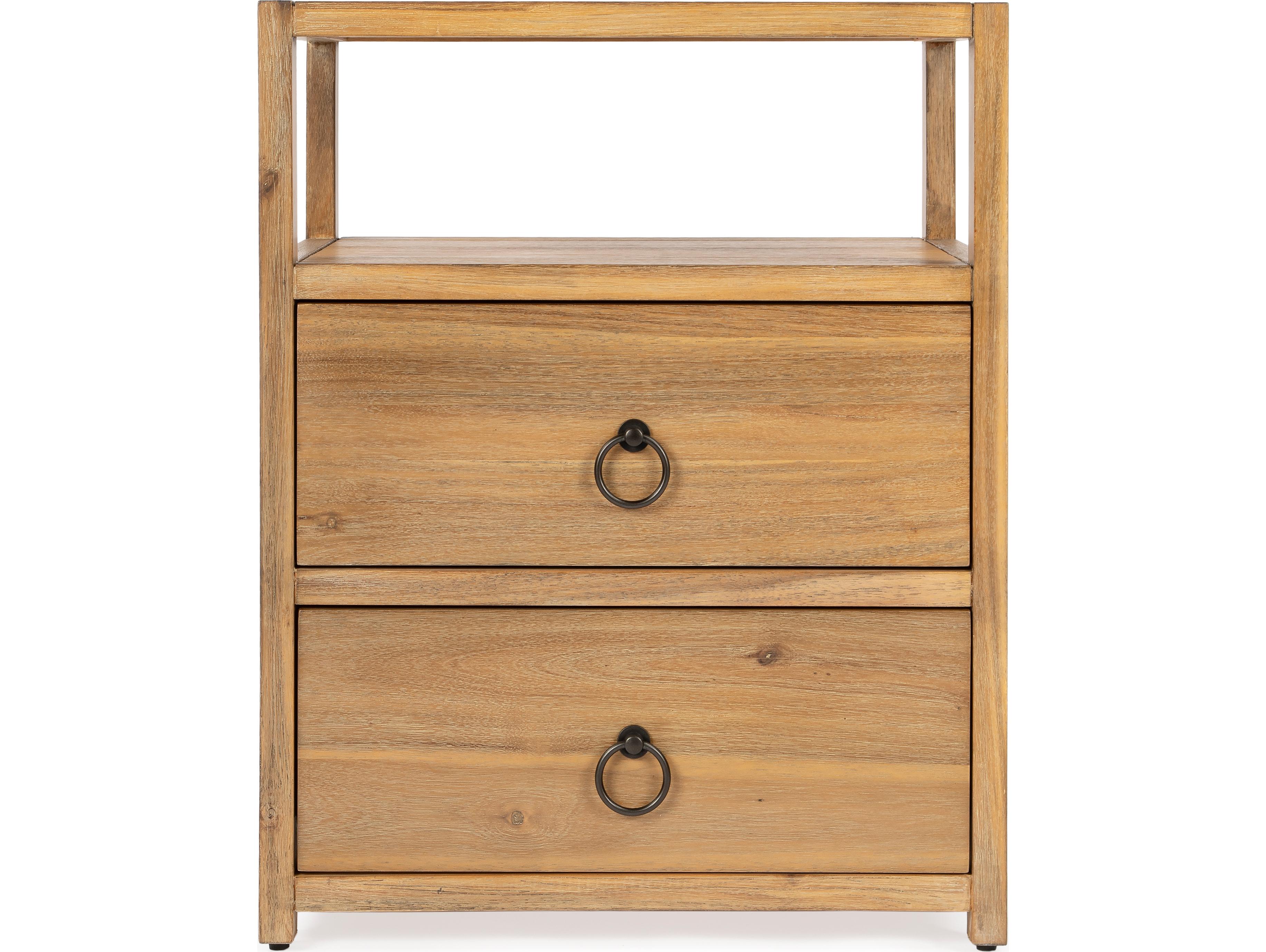 Butler Lark 2-Drawers Brown Pine Wood Nightstand