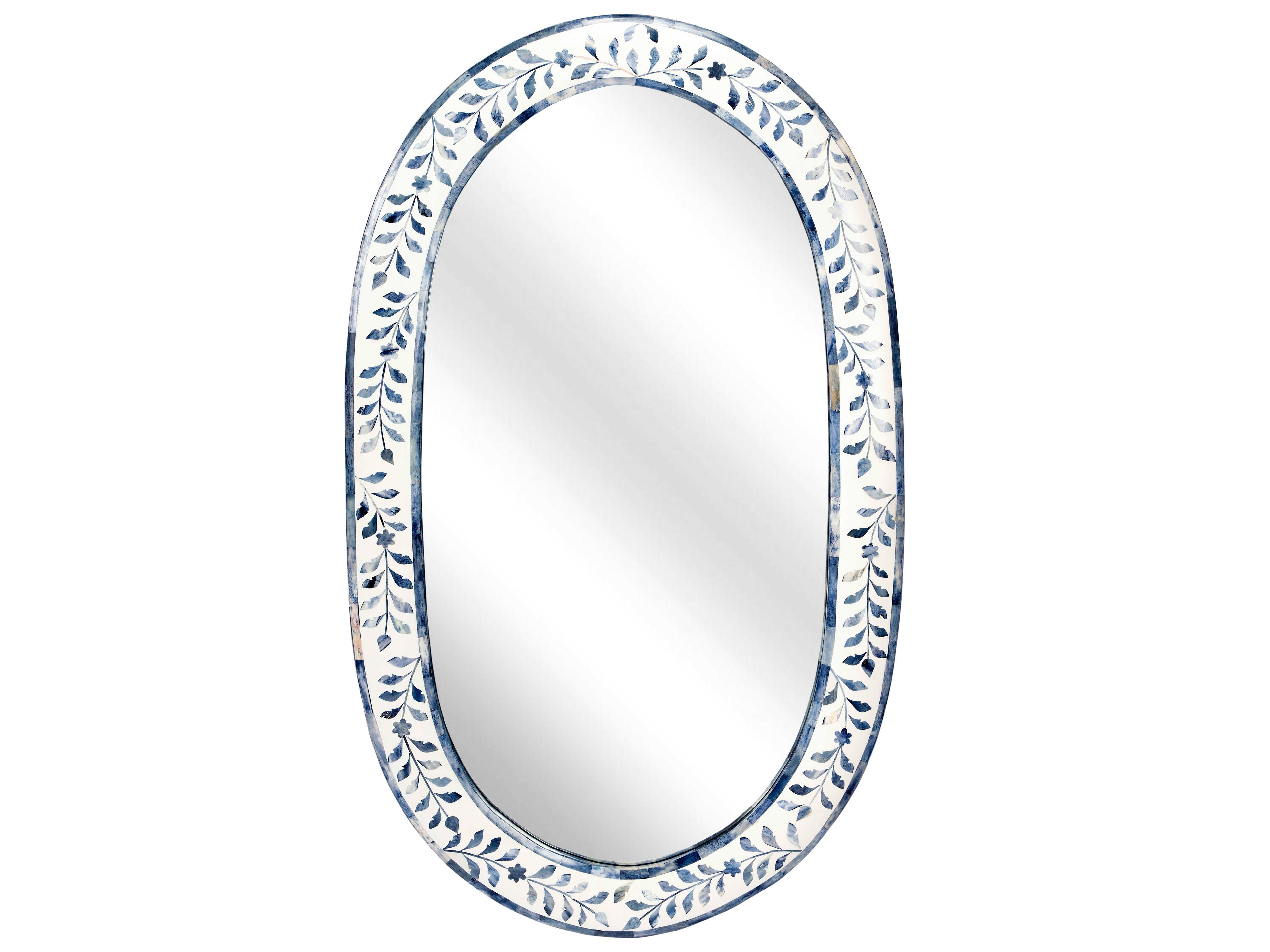 Butler Trubadur Blue And White Bone Oval Wall Mirror