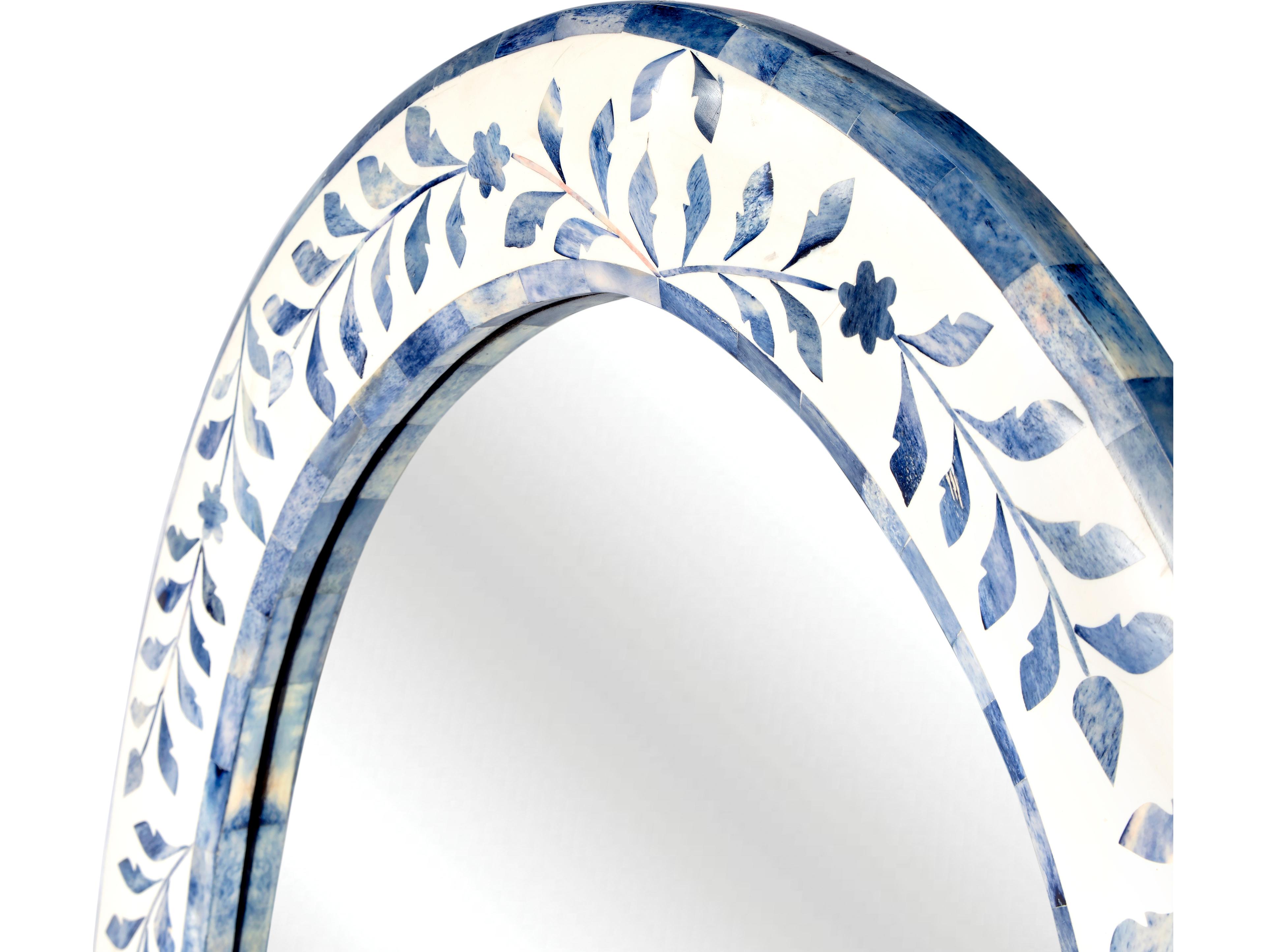 Butler Trubadur Blue And White Bone Oval Wall Mirror