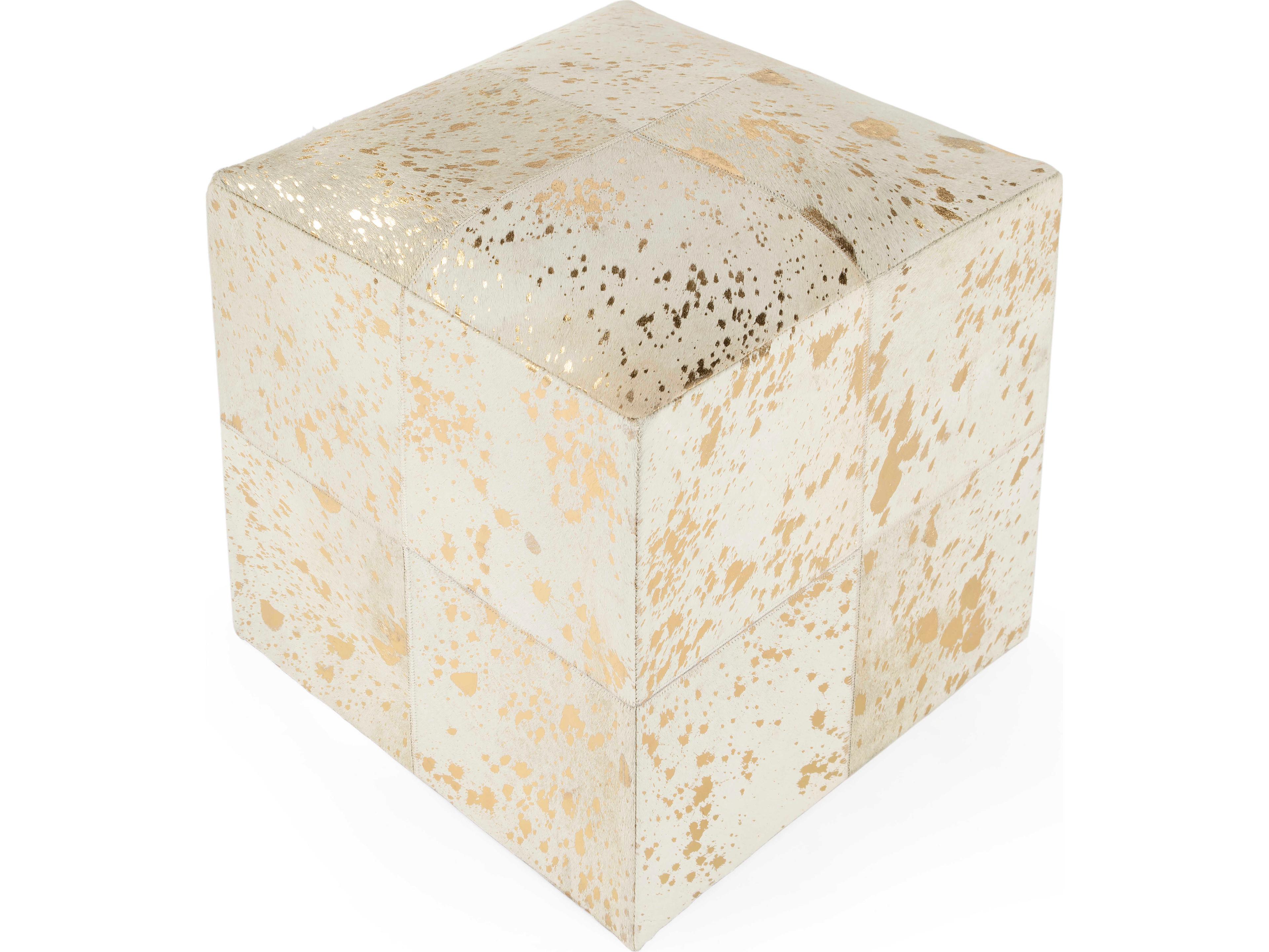 Butler Victorian White Leather Ottoman