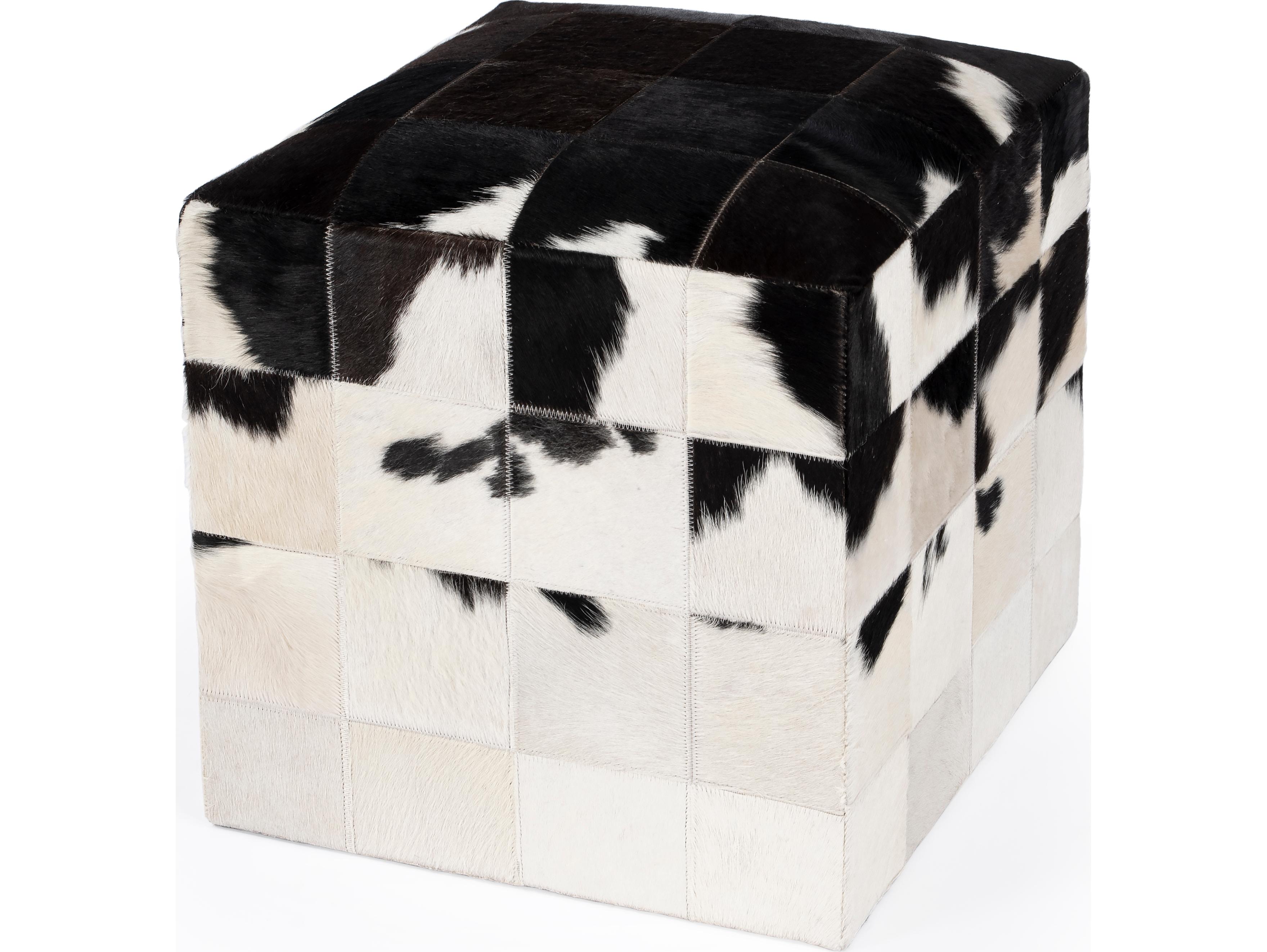 Butler Victorian White Fur Ottoman