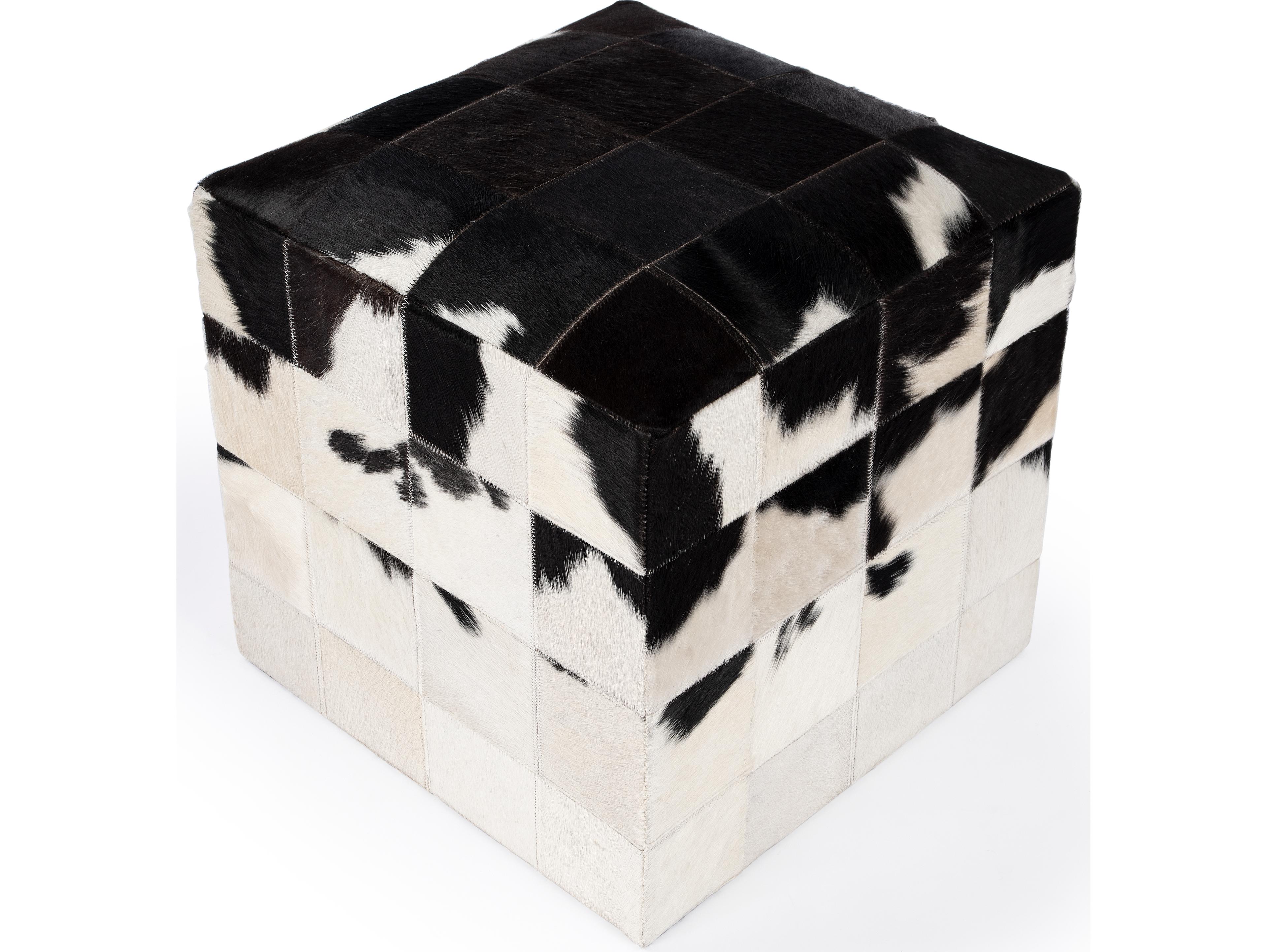 Butler Victorian White Fur Ottoman