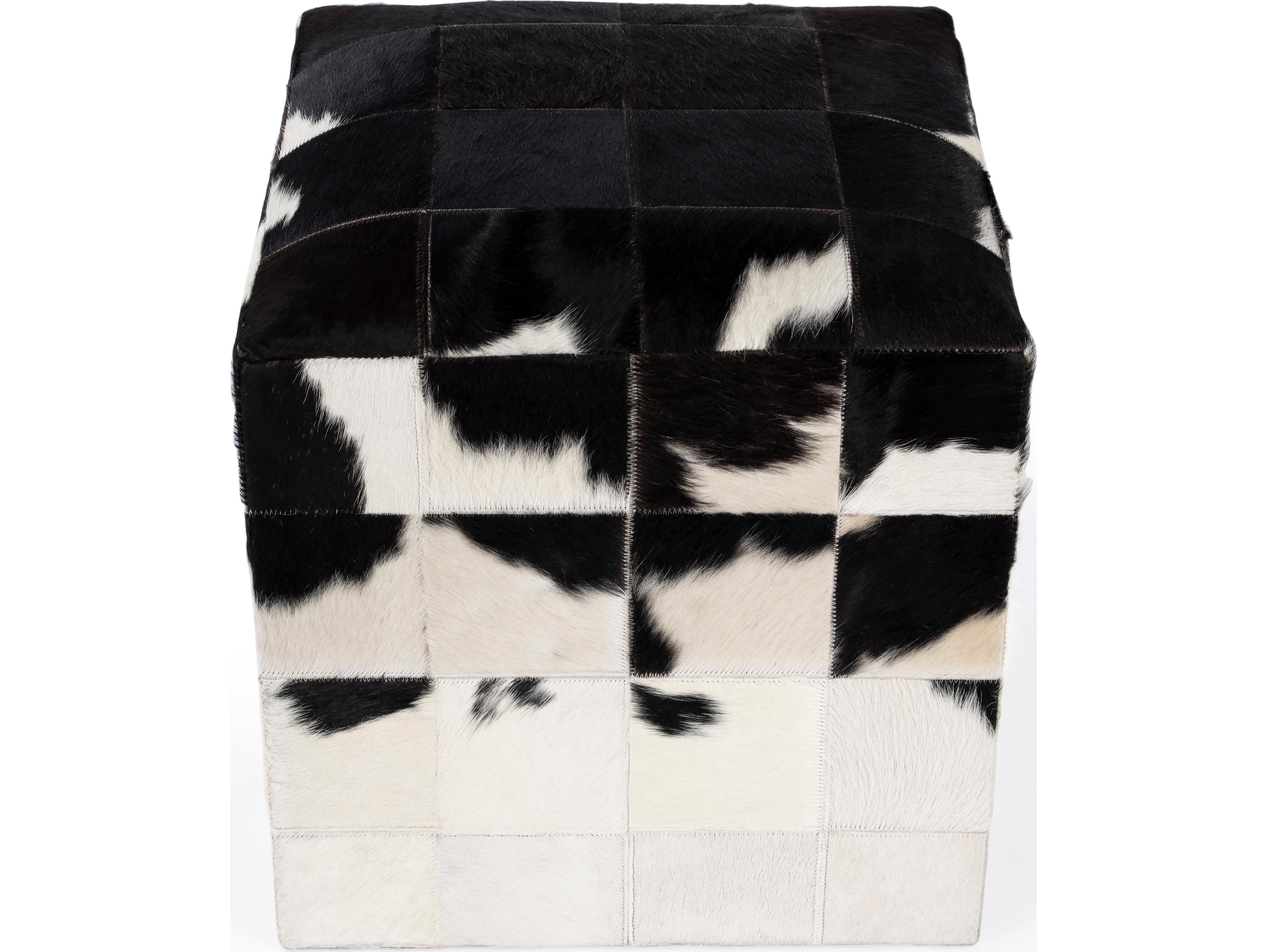 Butler Victorian White Fur Ottoman