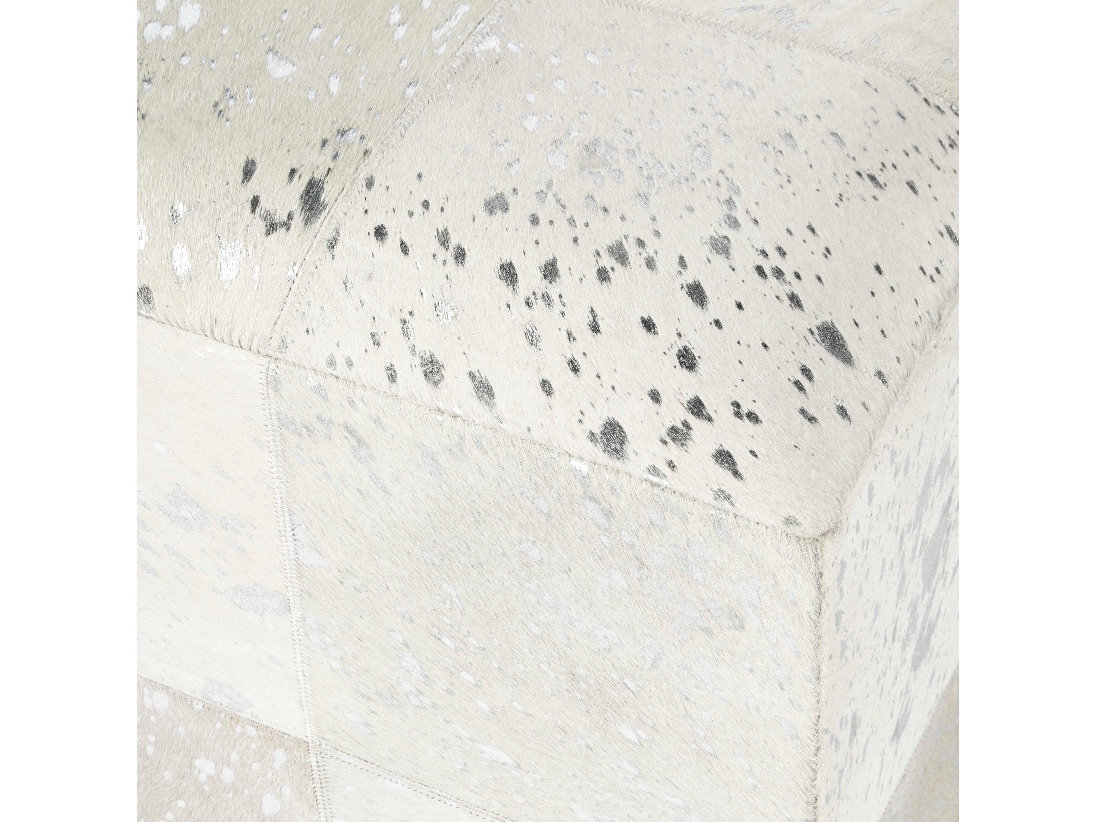 Butler Victorian White Leather Ottoman