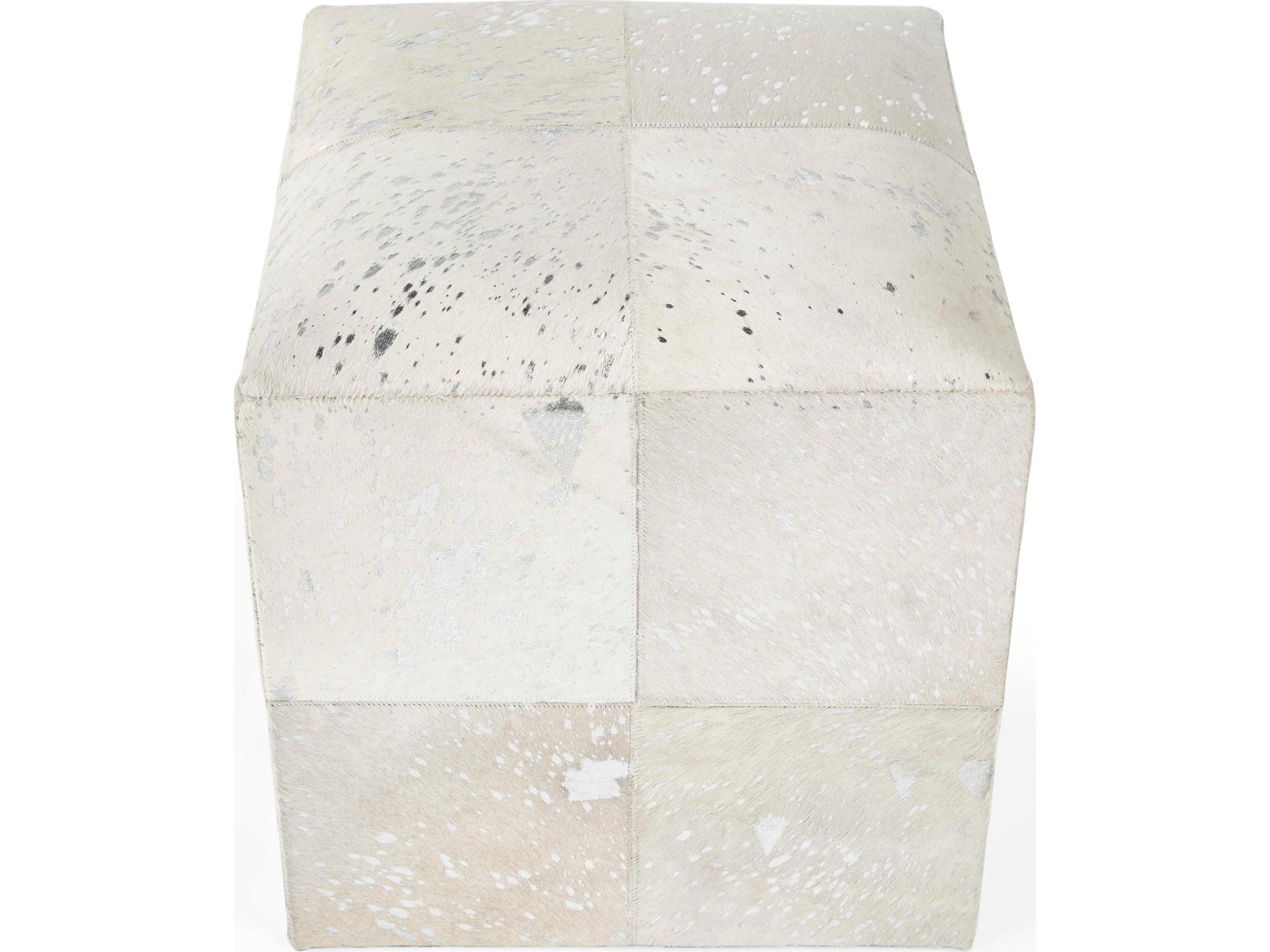 Butler Victorian White Leather Ottoman