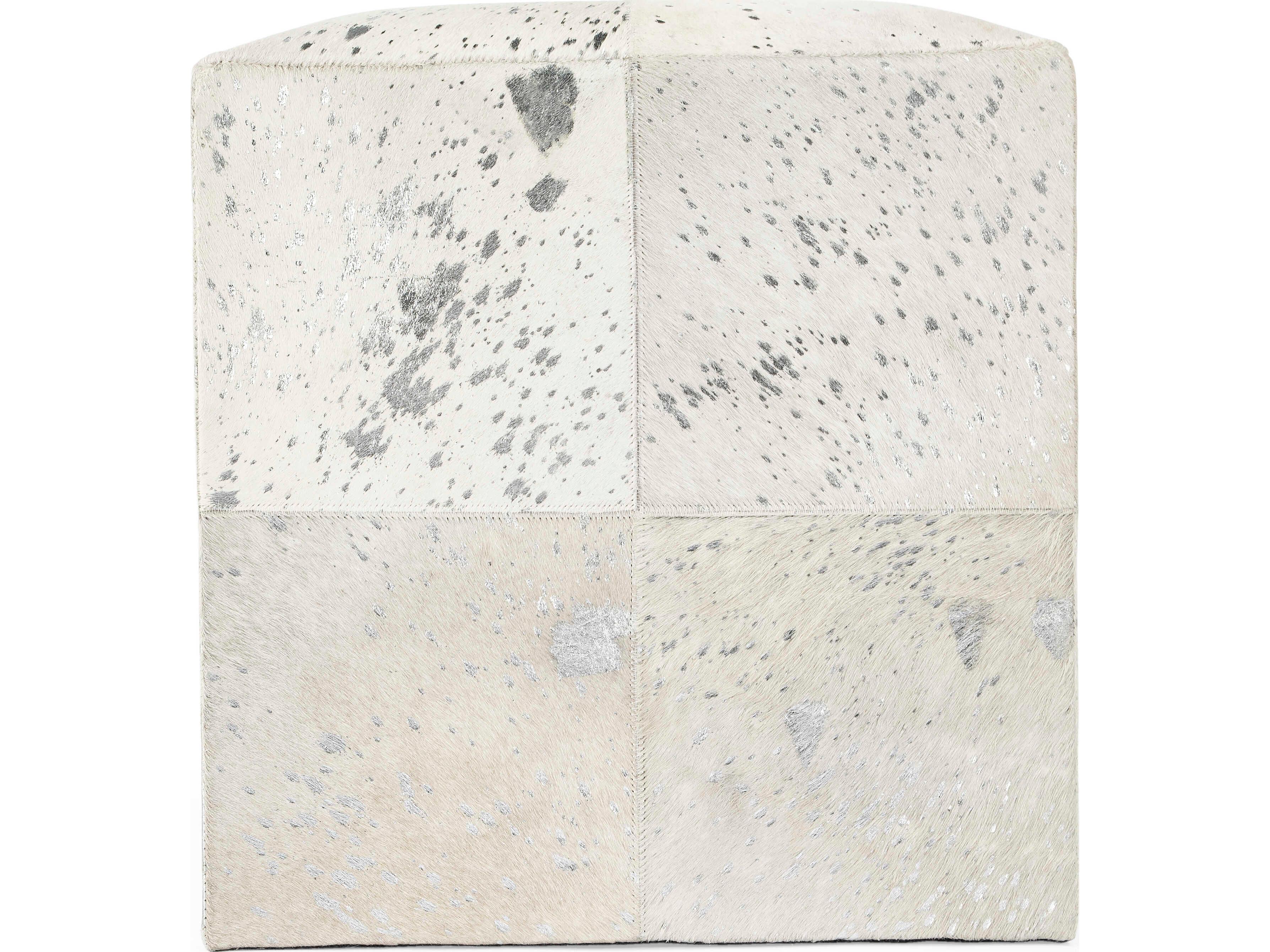 Butler Victorian White Leather Ottoman