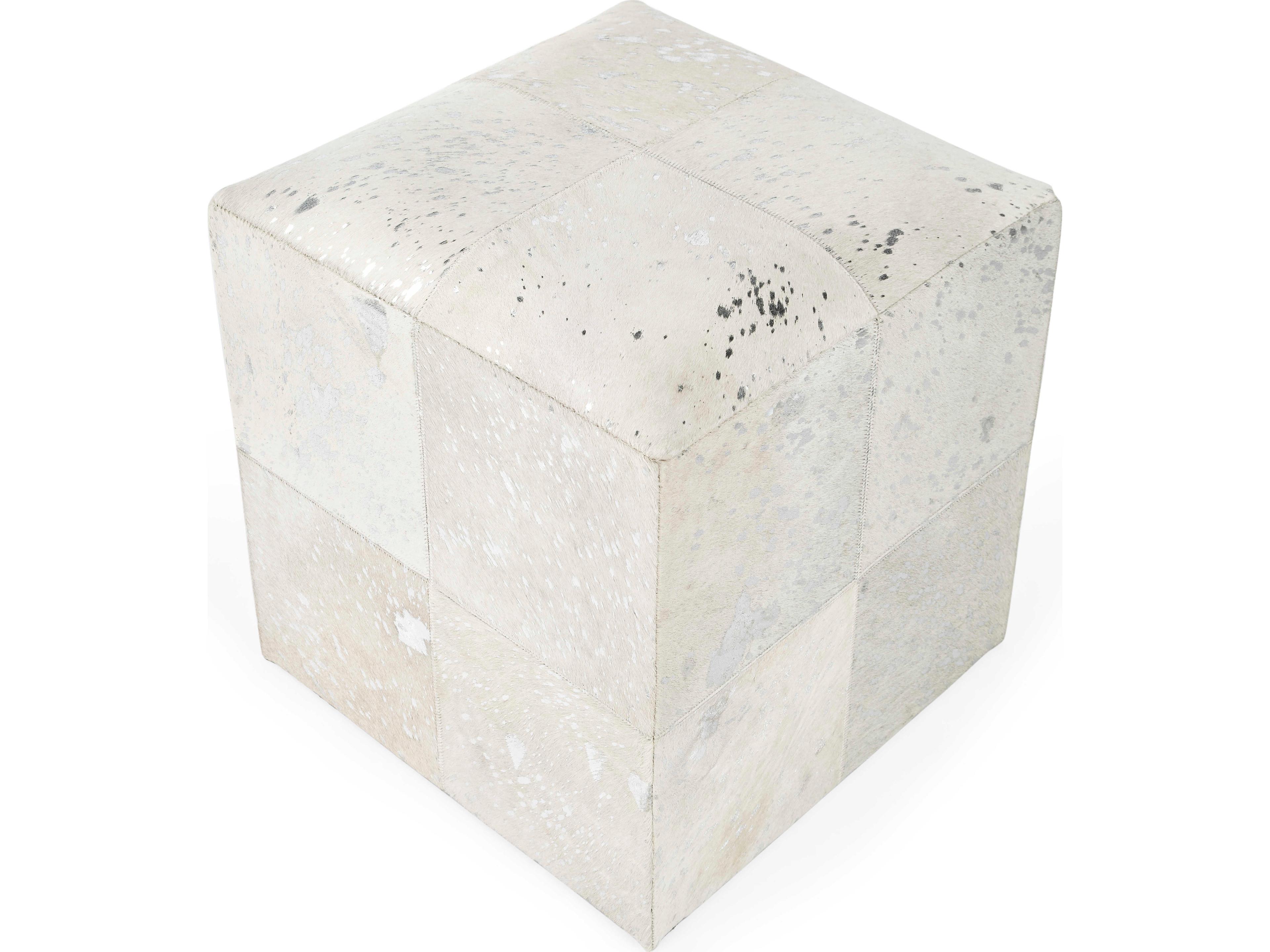 Butler Victorian White Leather Ottoman