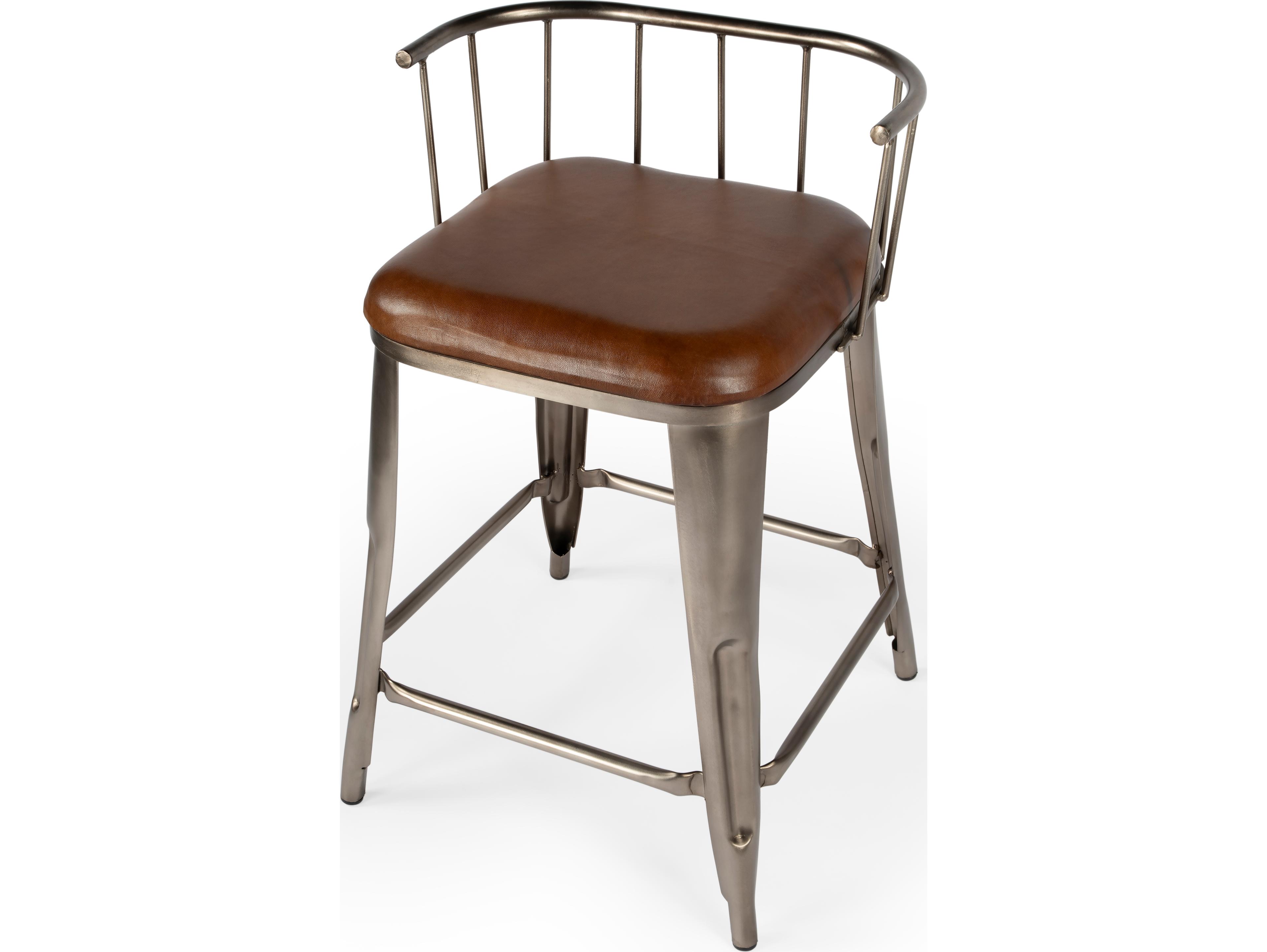 Butler Coriander Brown Leather Counter Stool