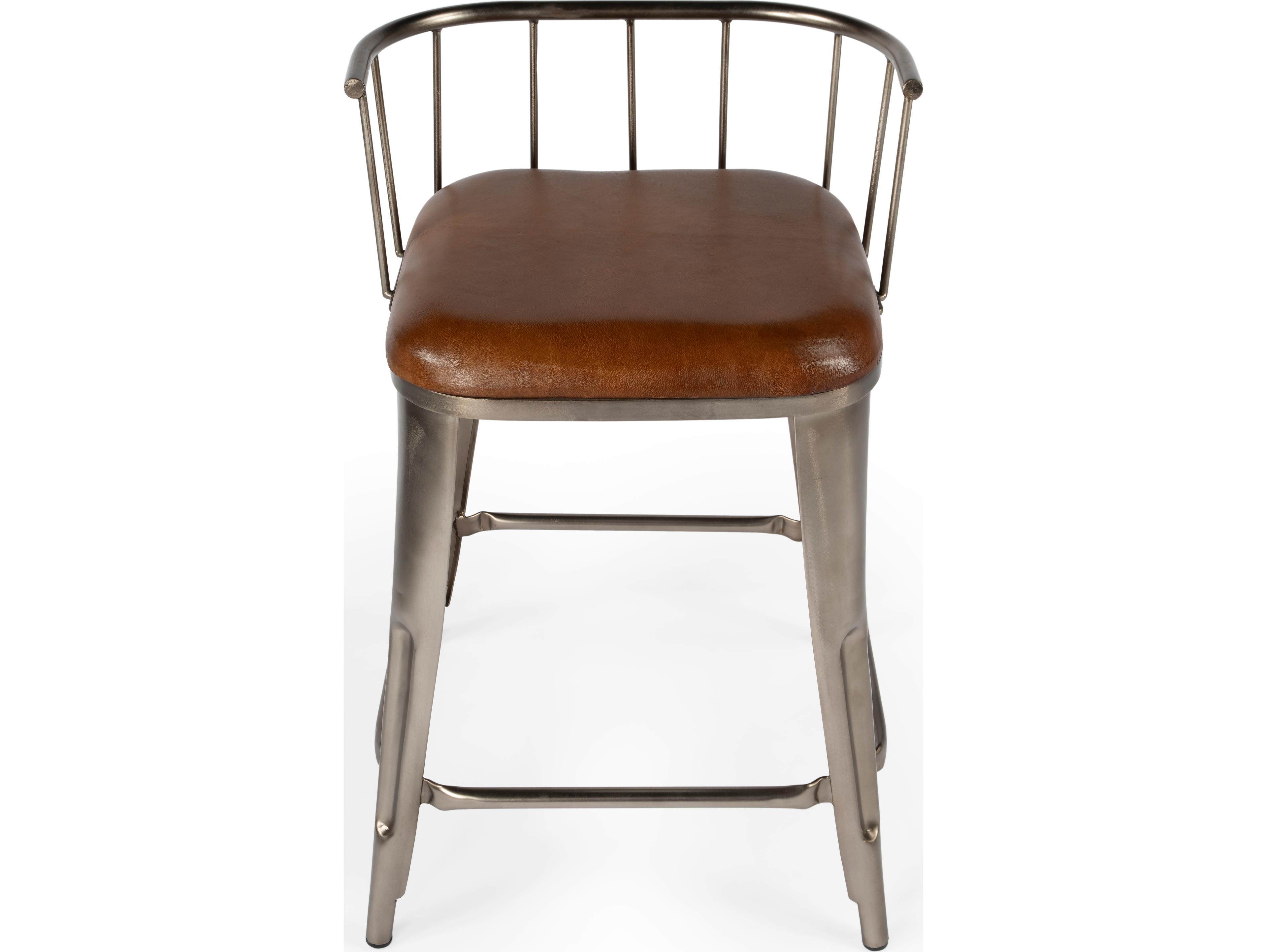 Butler Coriander Brown Leather Counter Stool