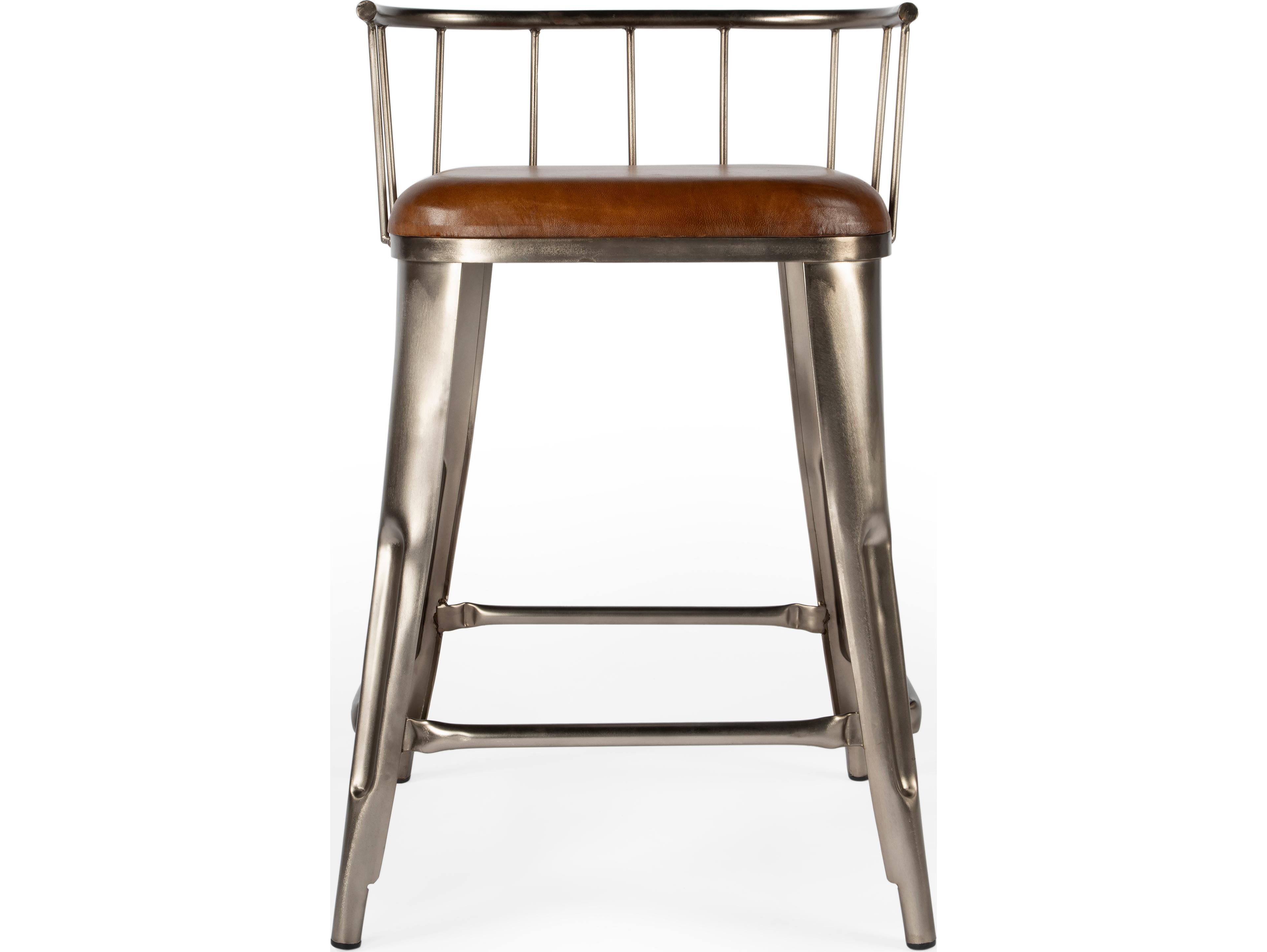 Butler Coriander Brown Leather Counter Stool