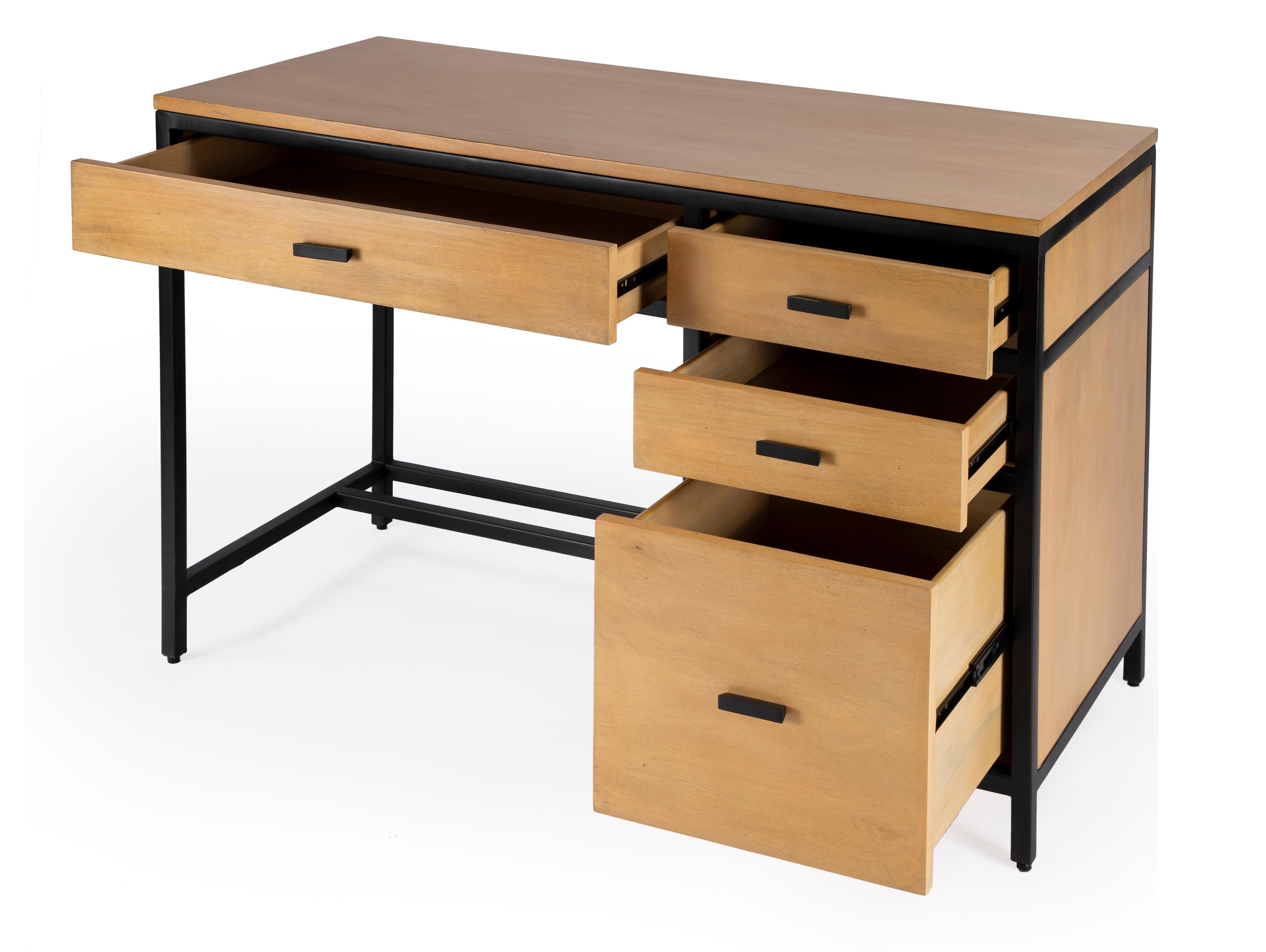 Butler Hans Natural Rustic Black Mango Wood Writing Desk