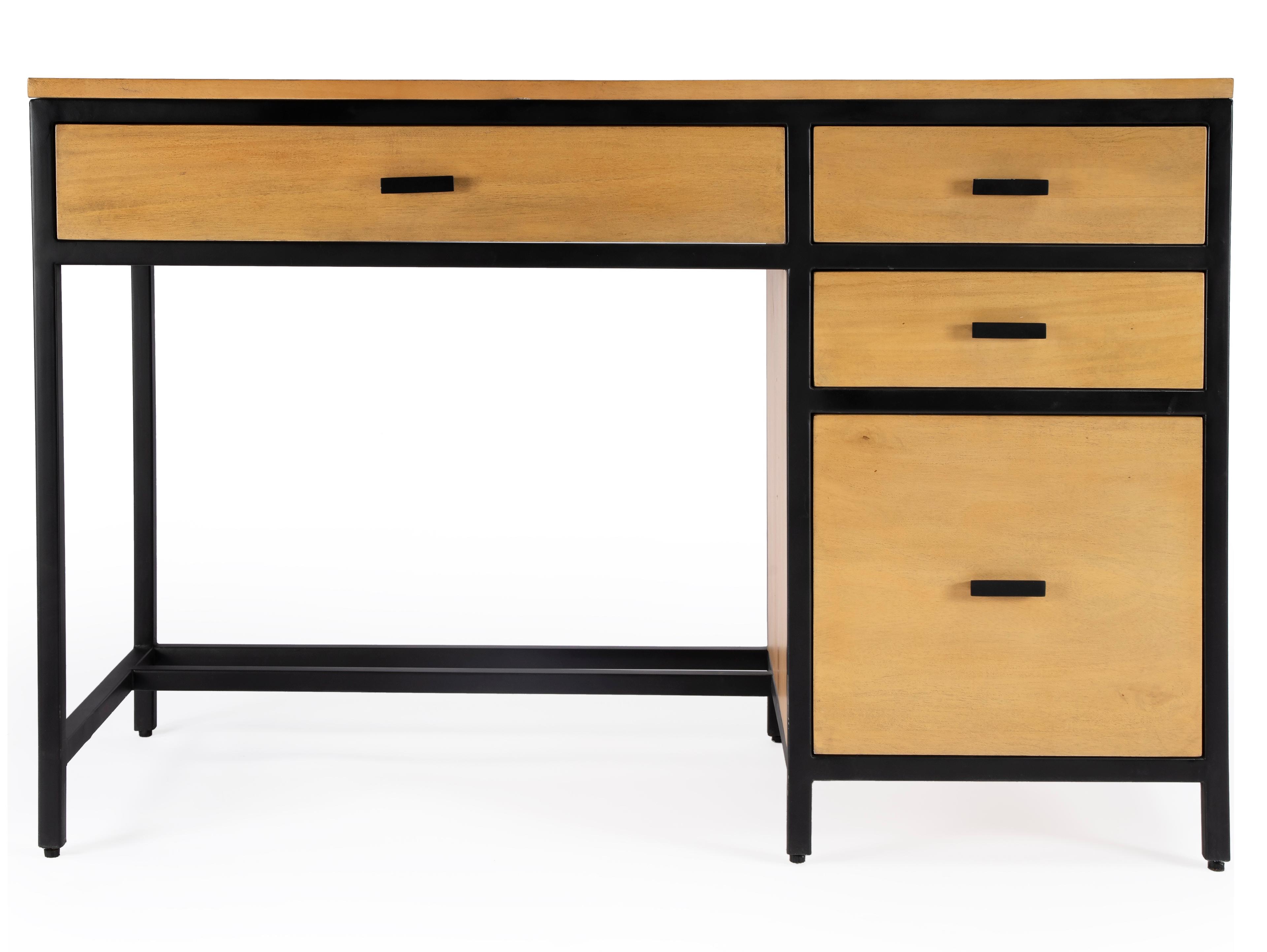 Butler Hans Natural Rustic Black Mango Wood Writing Desk