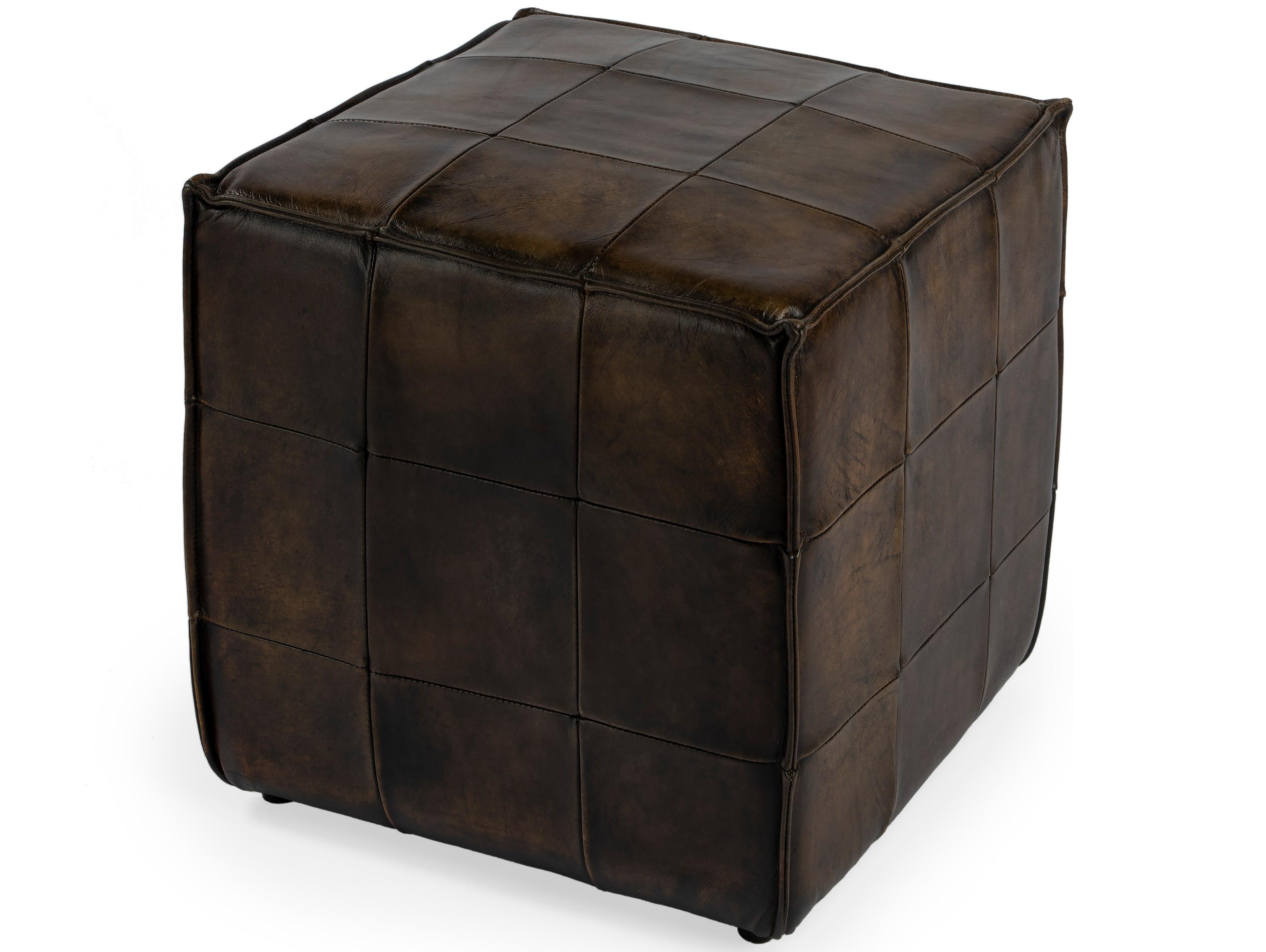 Butler Leon Chocolate Brown Leather Ottoman