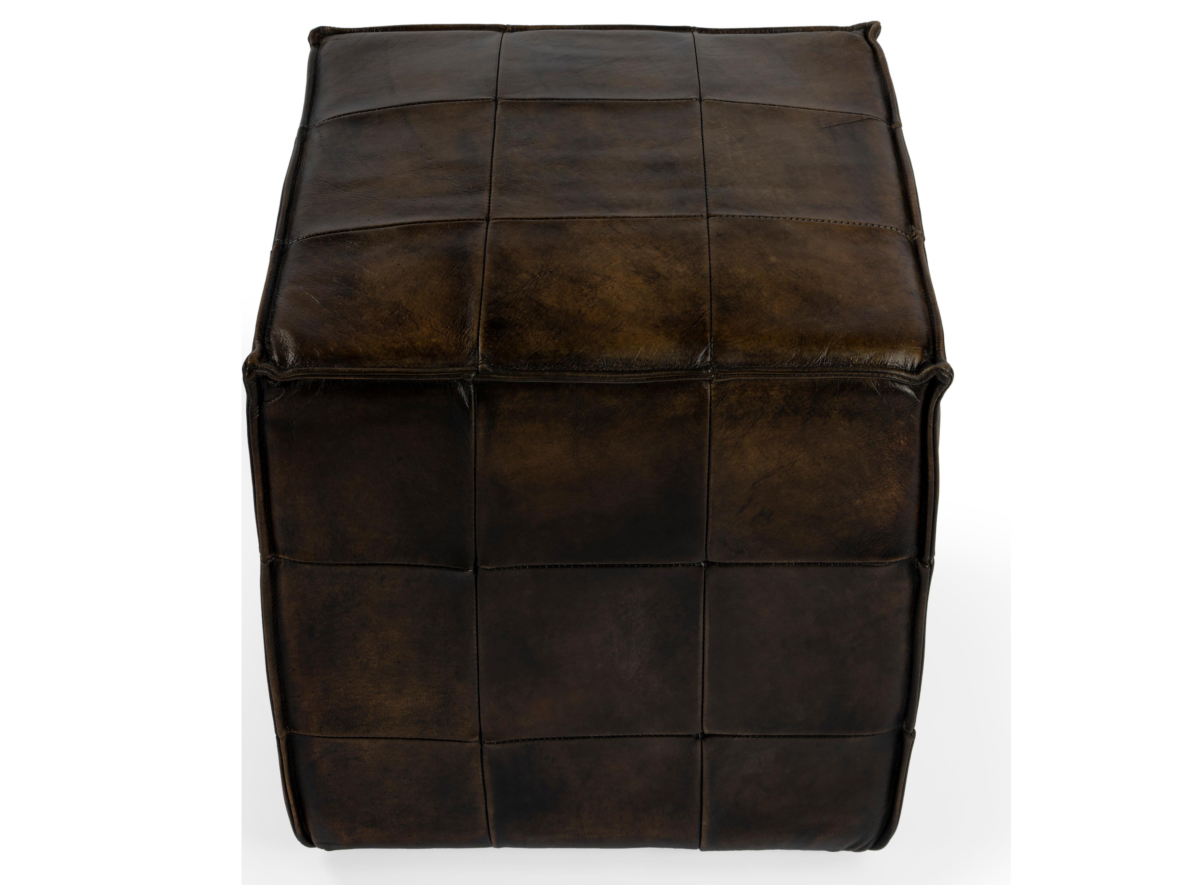 Butler Leon Chocolate Brown Leather Ottoman