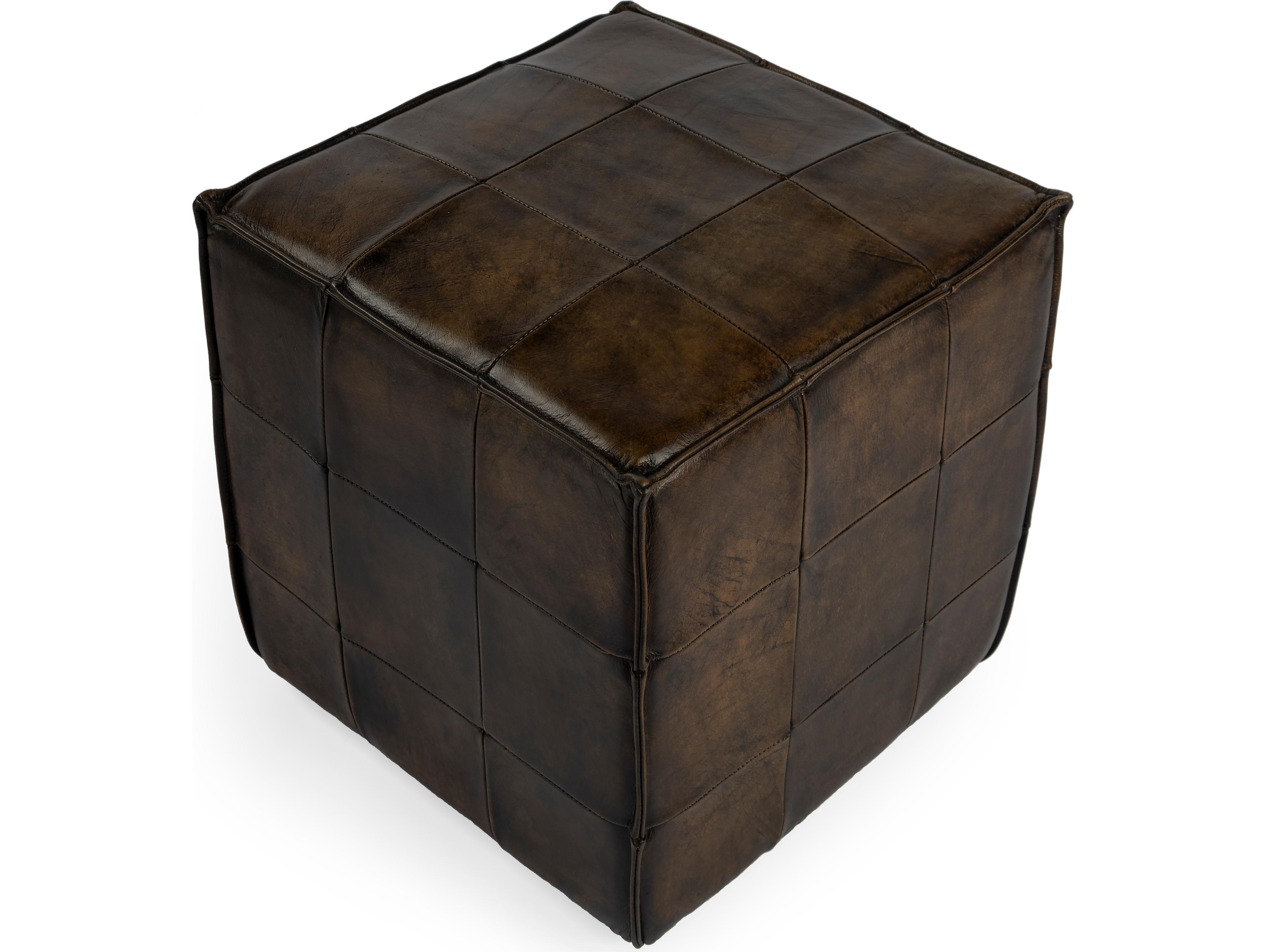Butler Leon Chocolate Brown Leather Ottoman