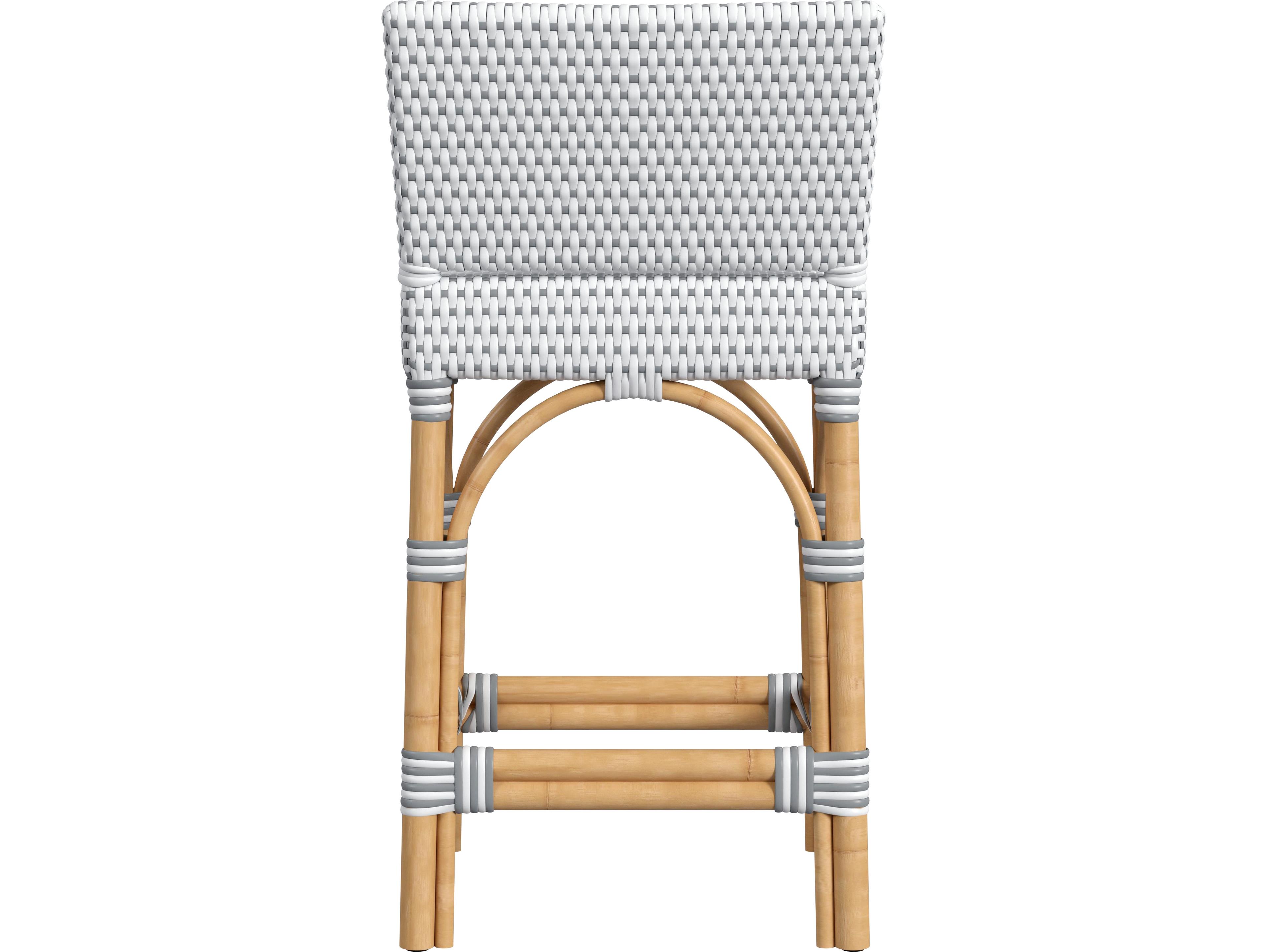 Butler Serienna White gray Dot Natural Rattan Frame Gray Counter Stool