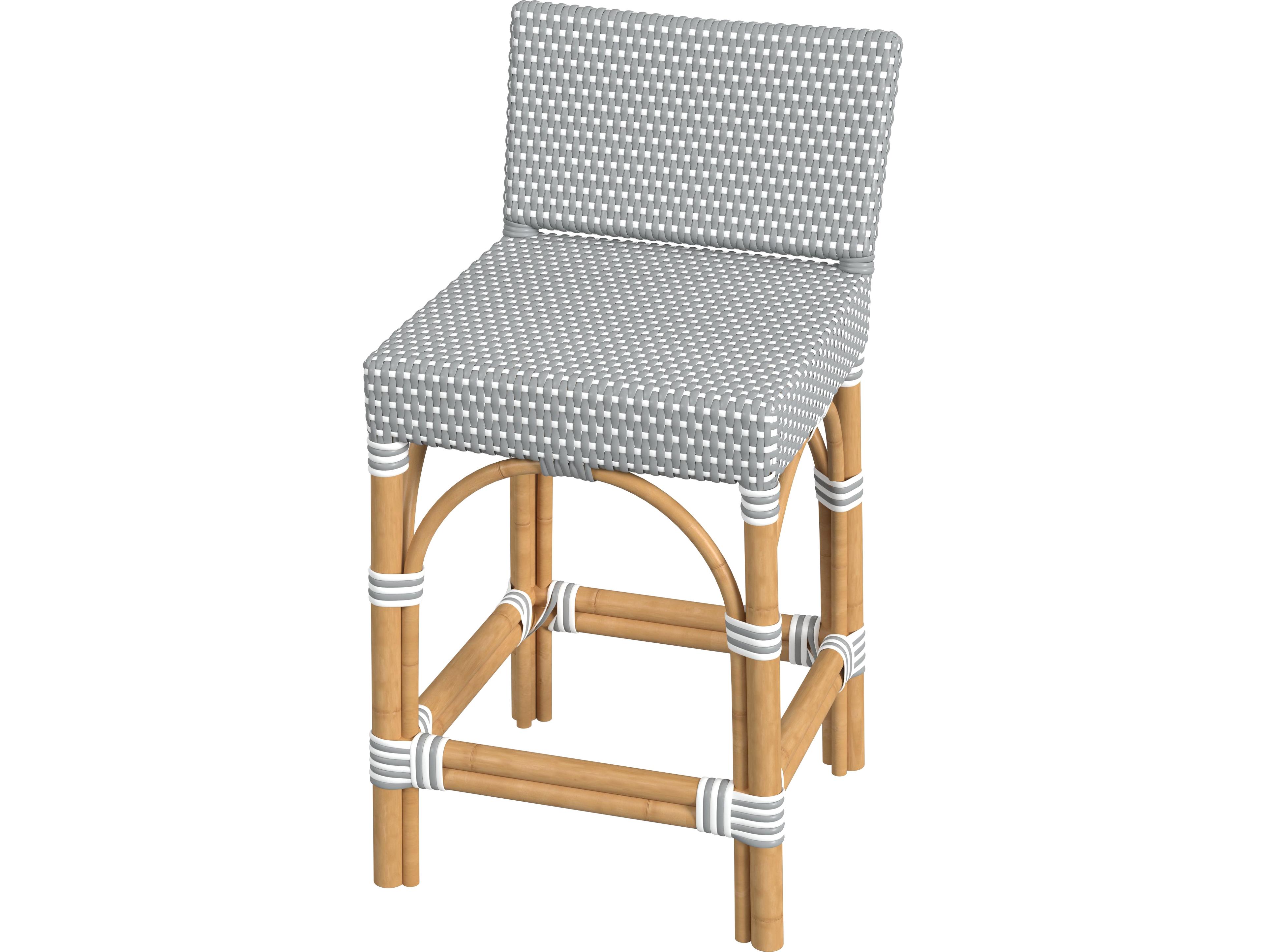 Butler Serienna Gray white Dot Natural Rattan Frame Counter Stool