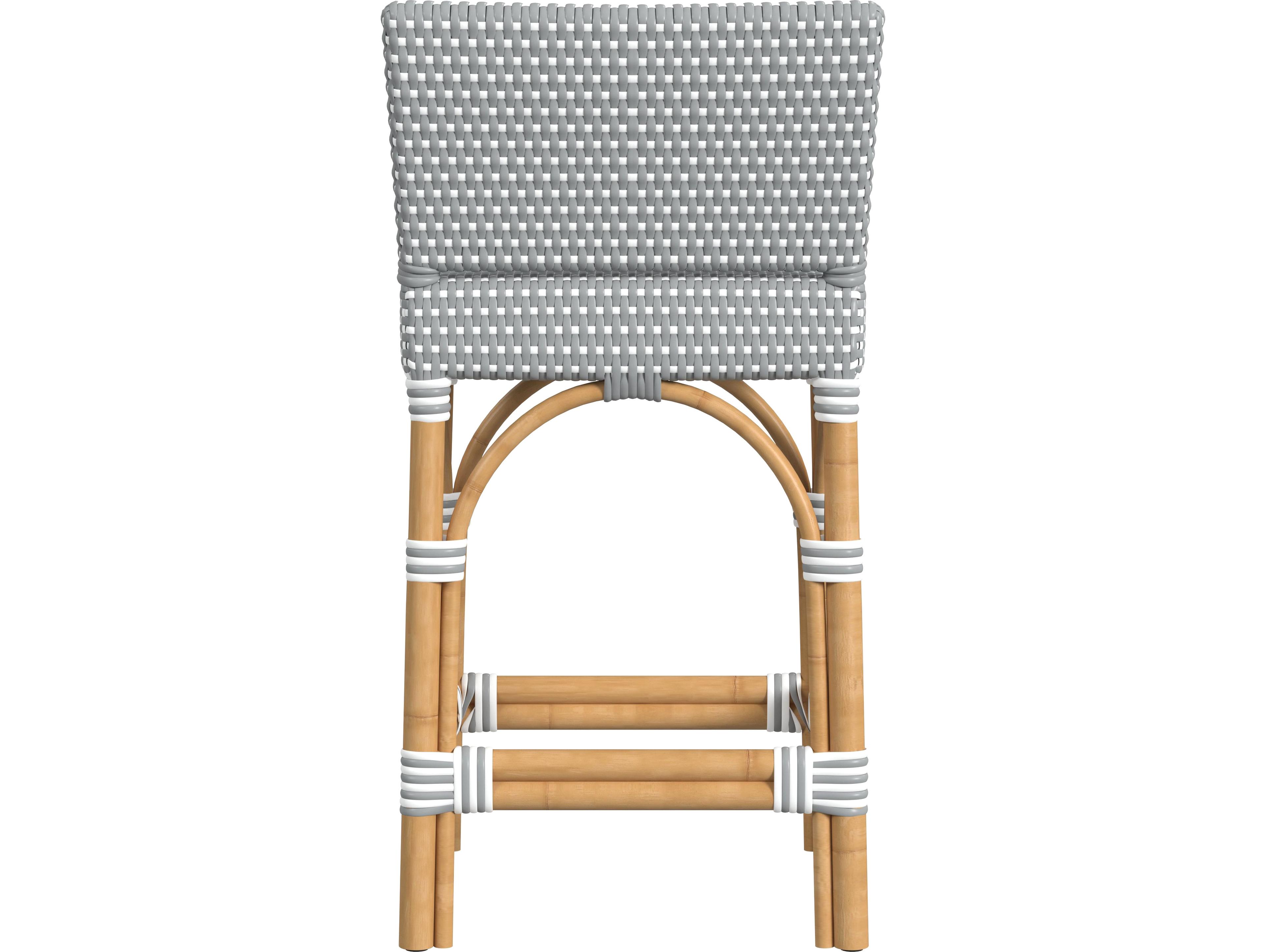 Butler Serienna Gray white Dot Natural Rattan Frame Counter Stool