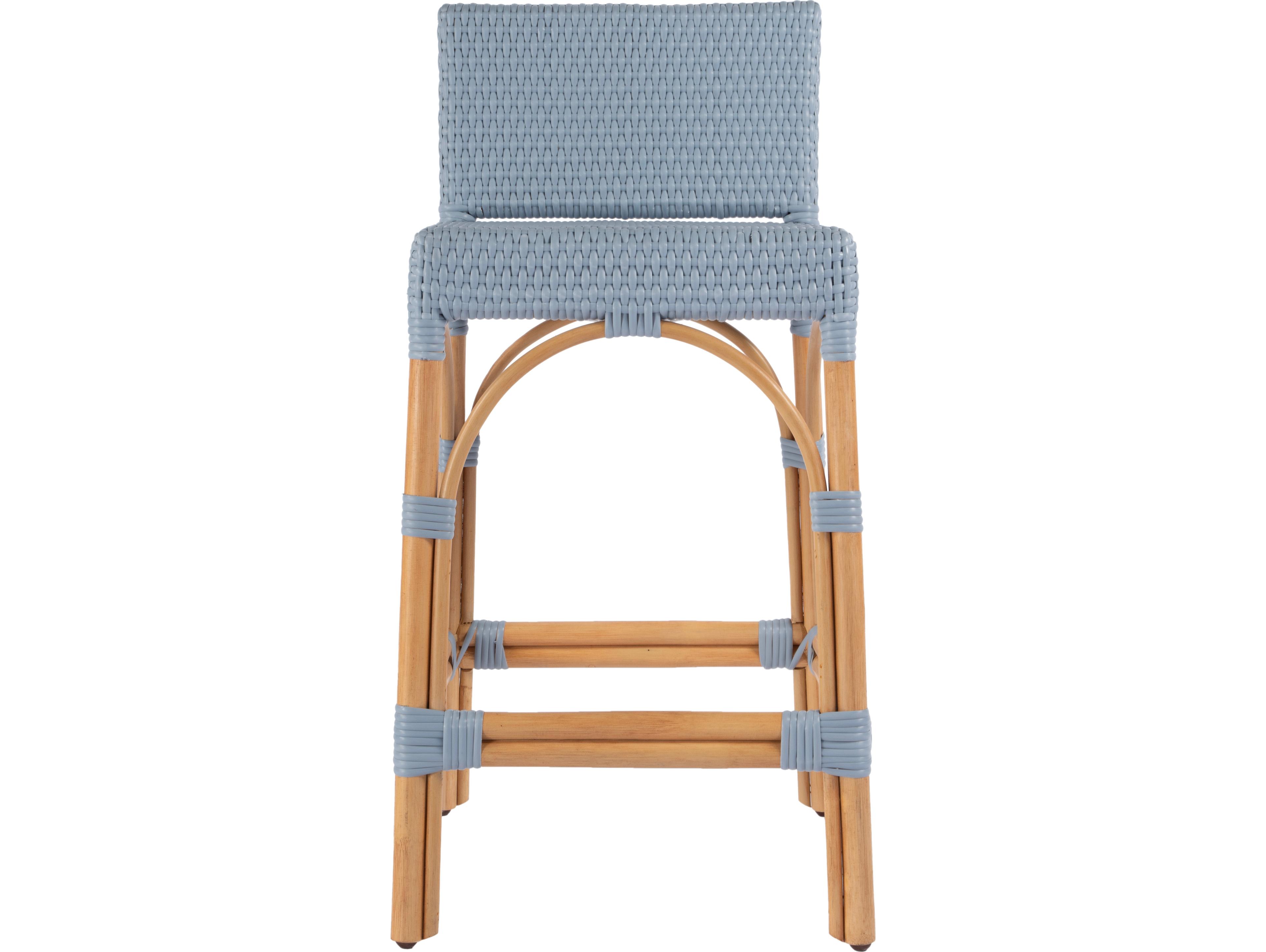 Butler Serienna Baby Blue Natural Rattan Frame Counter Stool