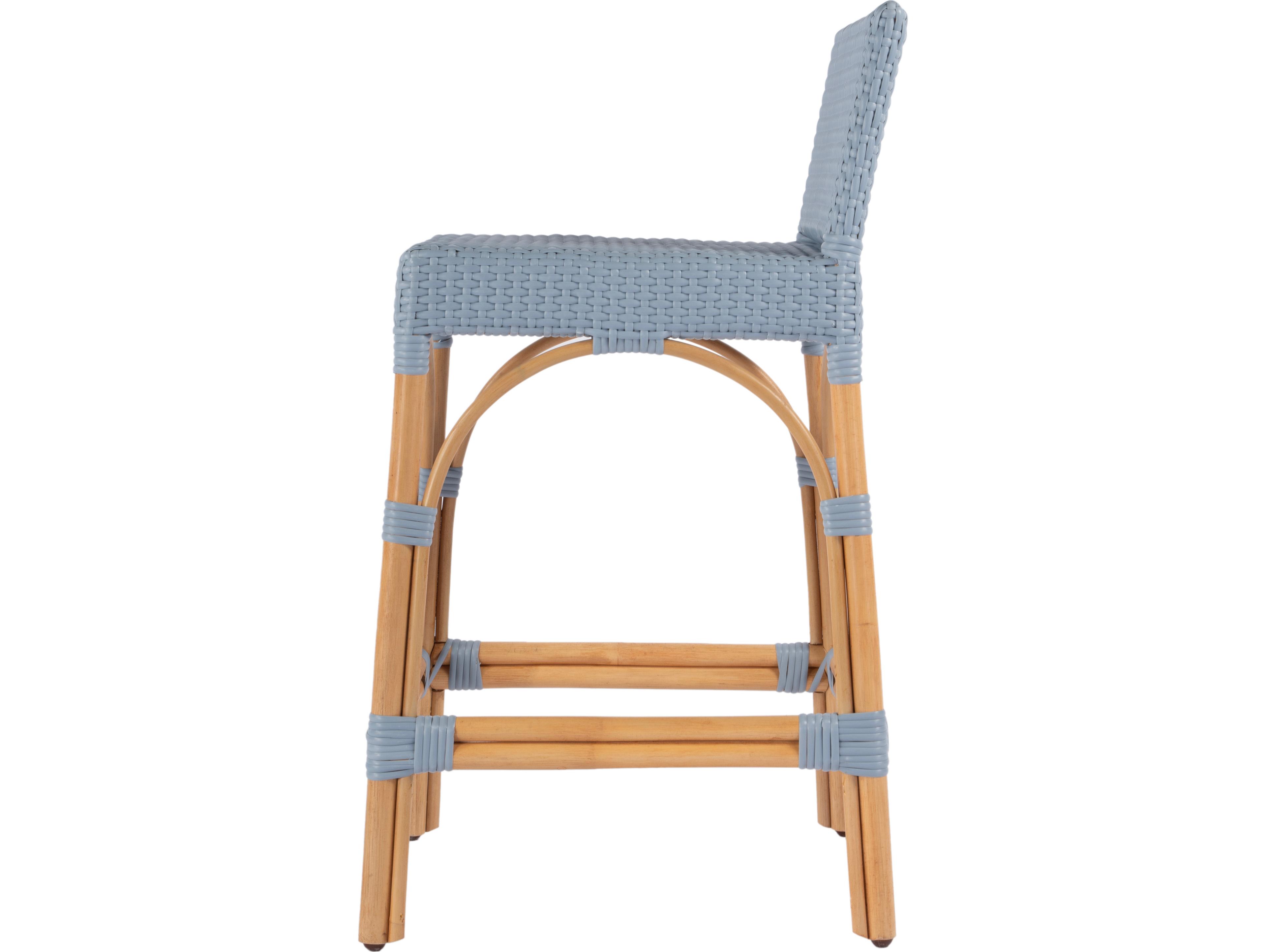 Butler Serienna Baby Blue Natural Rattan Frame Counter Stool