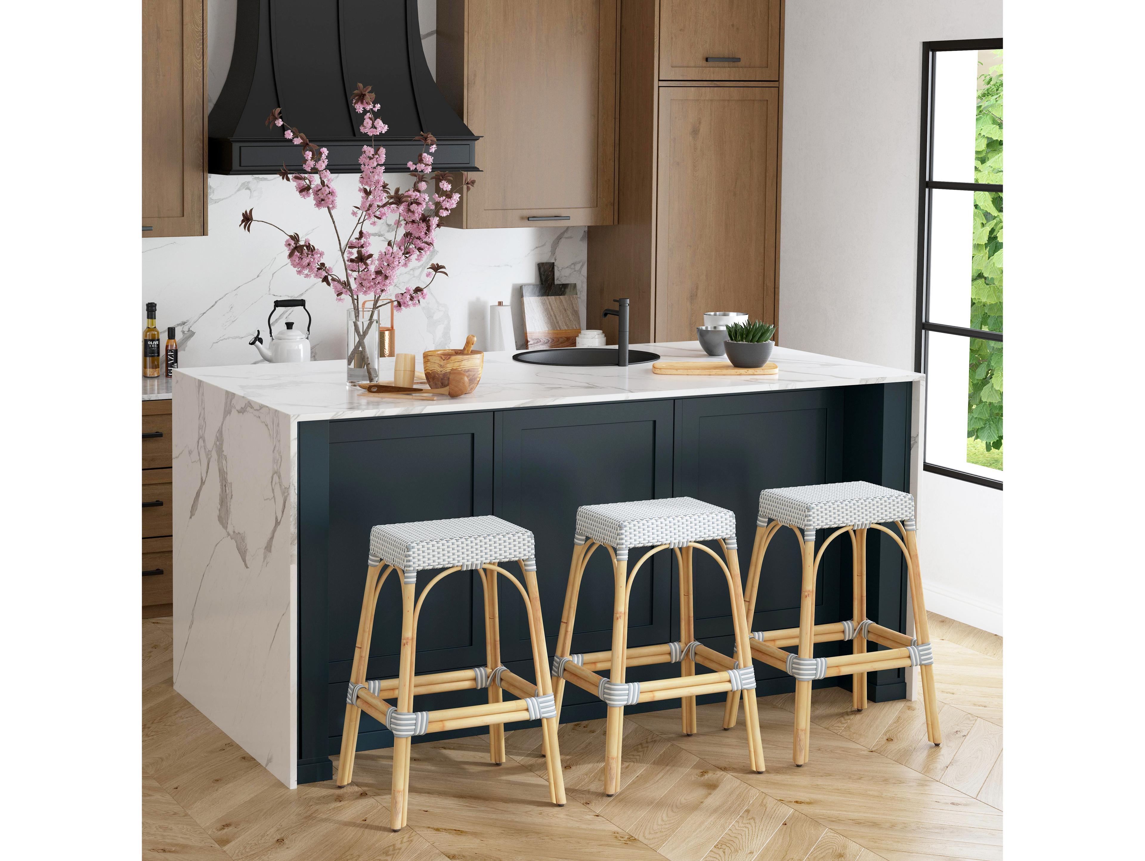 Butler Robias Blue Rattan Bar Stool