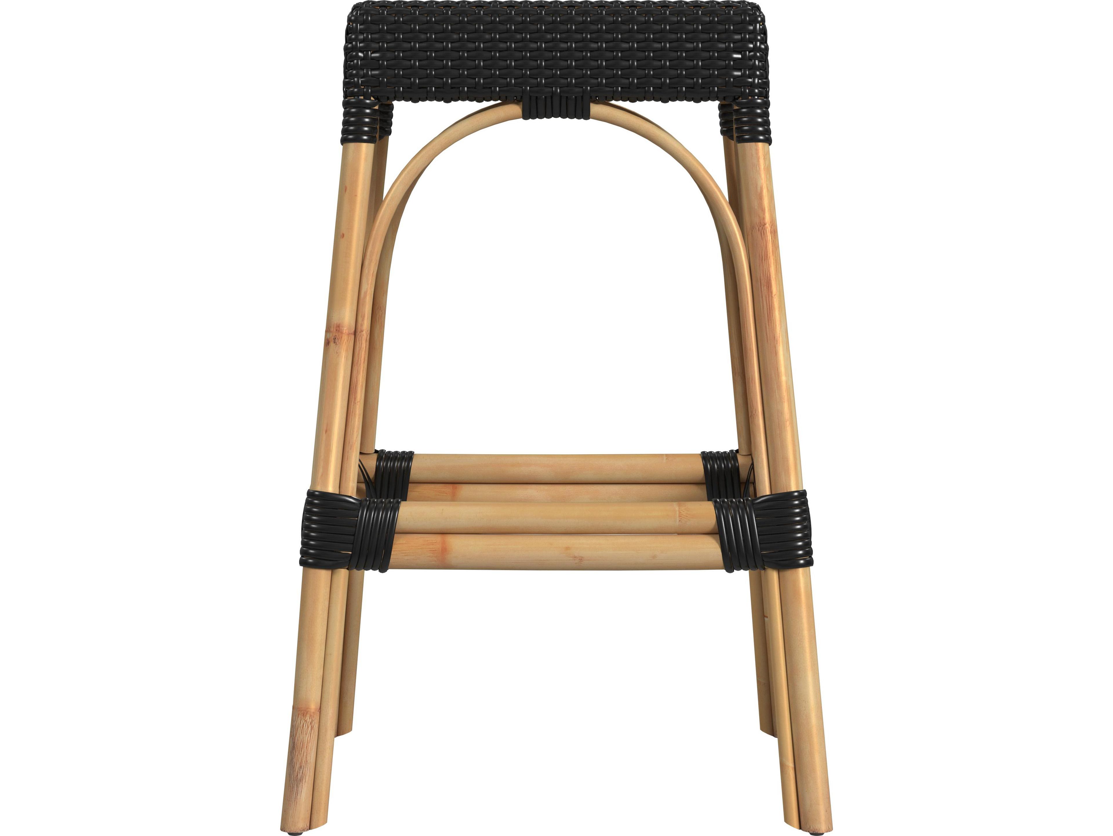 Butler Robias Black Natural Rattan Frame Bar Stool