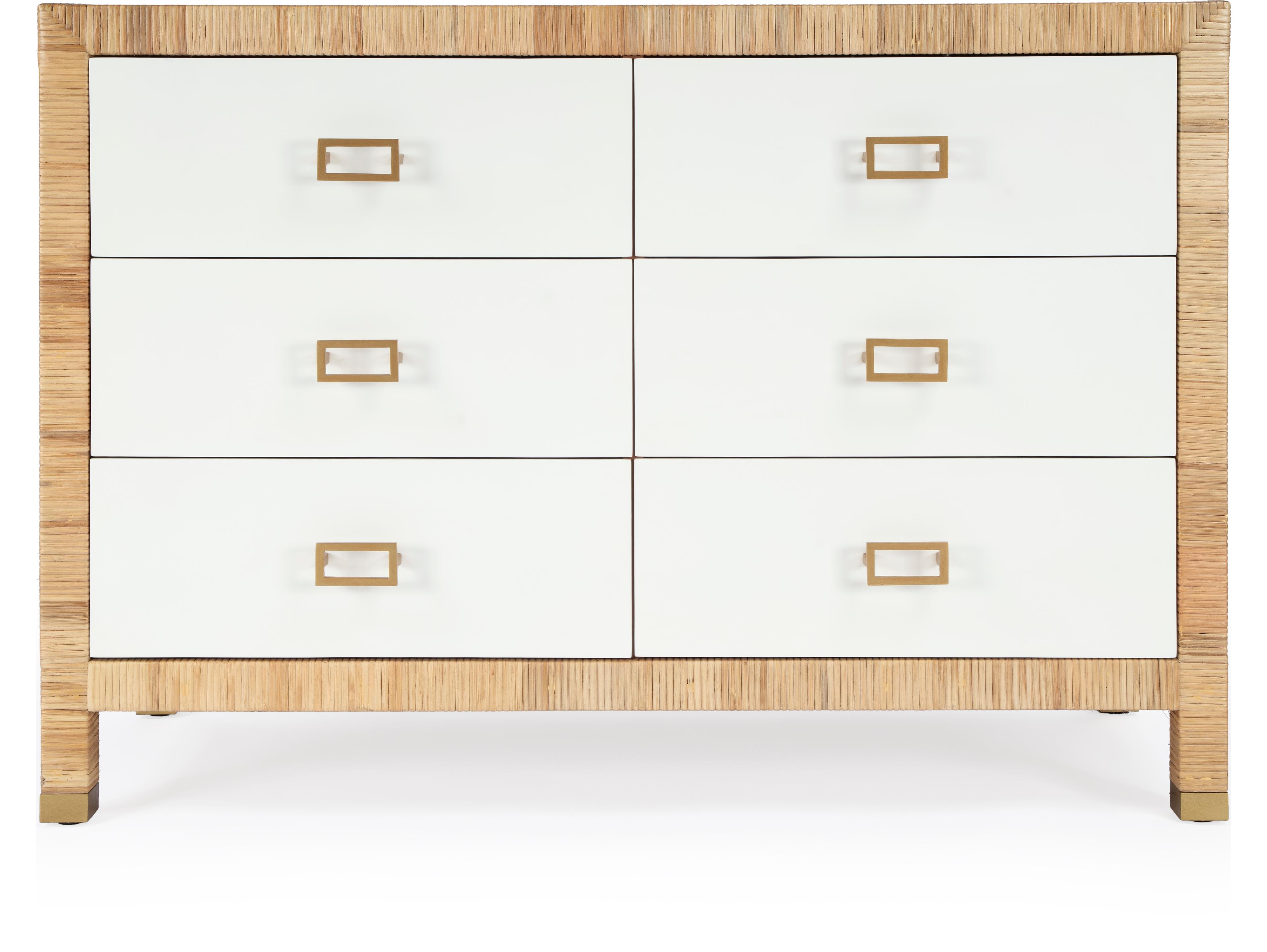 Butler Corfu 6-Drawers White Mahogany Wood Double Dresser