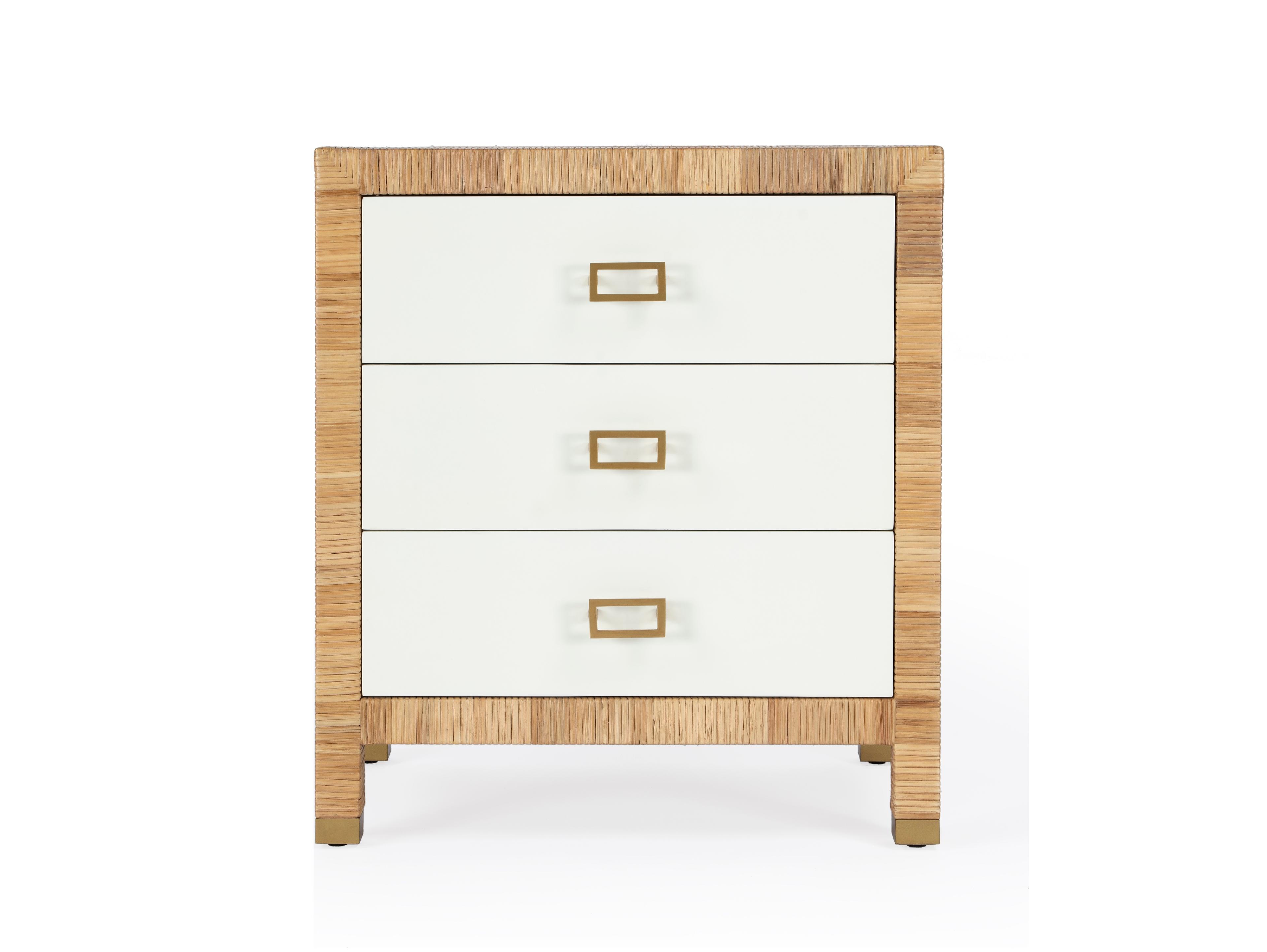 Butler Corfu 3-Drawers White Mahogany Wood Nightstand
