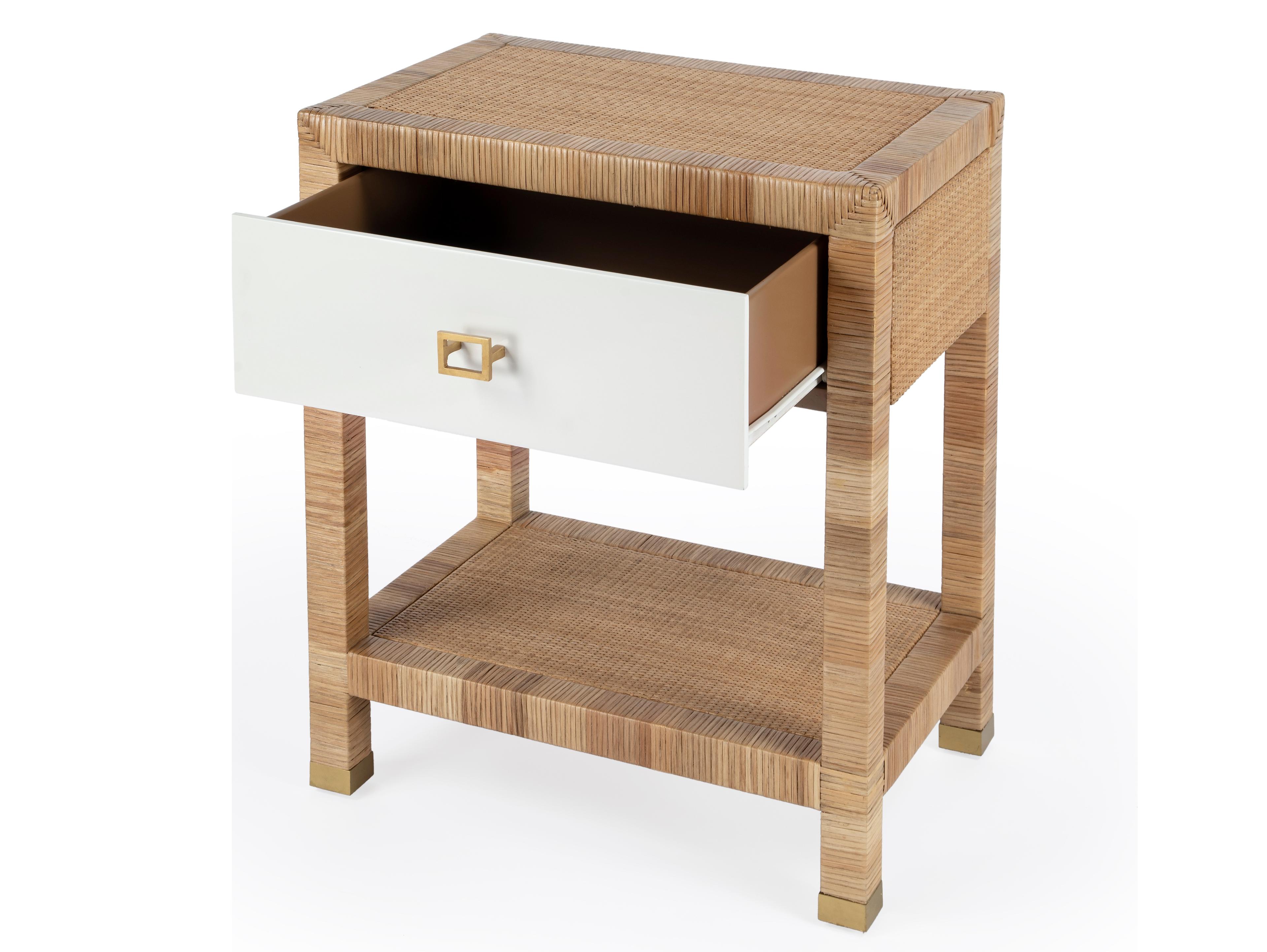 Butler Corfu 1-Drawer Natural Mahogany Wood Nightstand